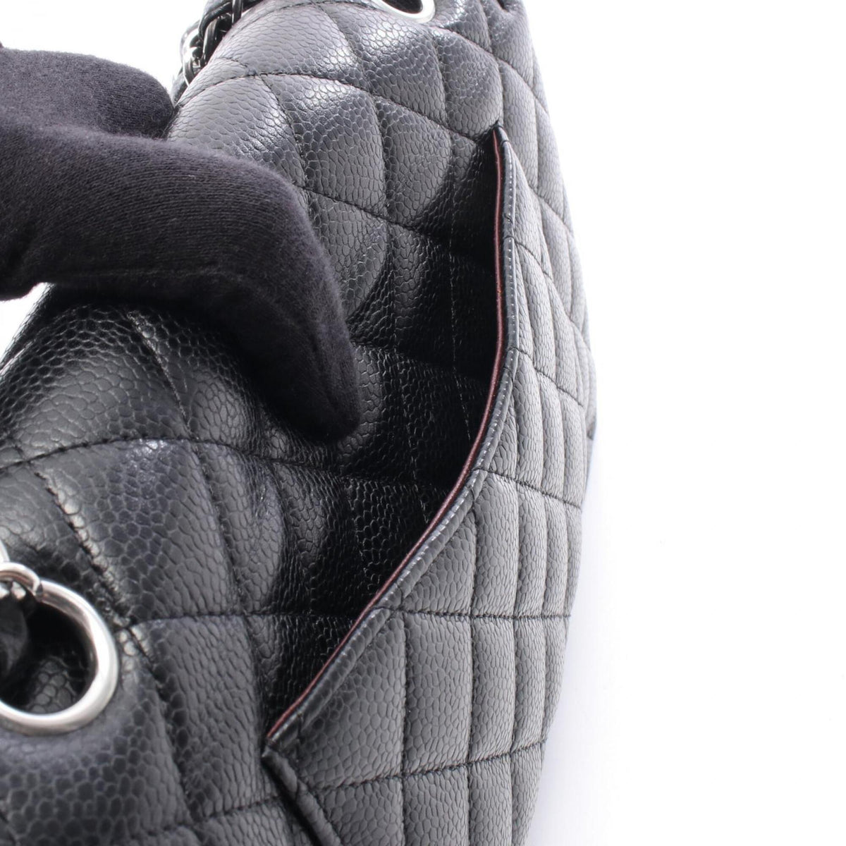 Chanel Black Grained Calfskin Handbag Shoulder Bag (Pre-Owned)