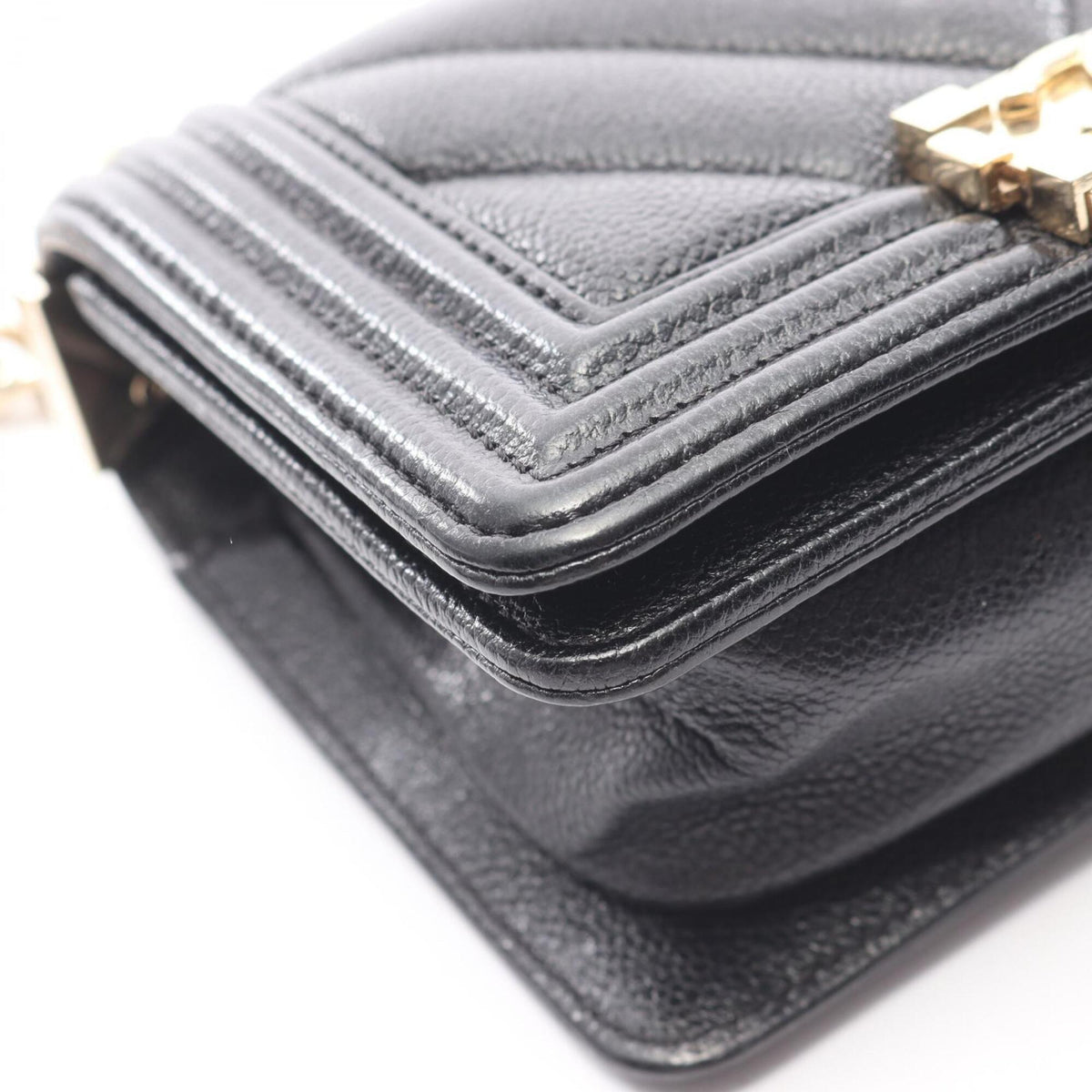 Chanel Black Grained Calfskin Handbag Shoulder Bag (Pre-Owned)