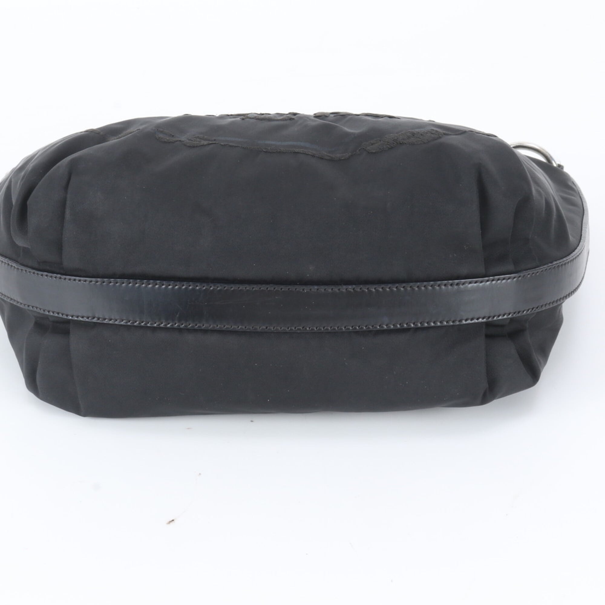 Prada Black Nylon Leather Handbag Shoulder Bag (Pre-Owned)
