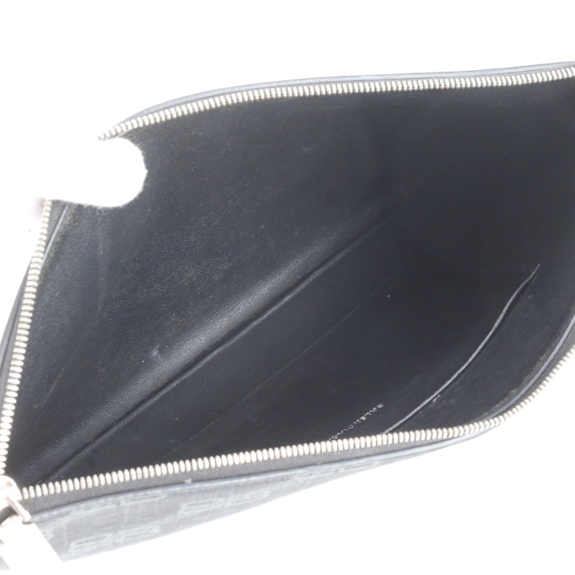 Balenciaga Black Leather Coated Canvas Clutch Bag Handbag Pouch (Pre-Owned)
