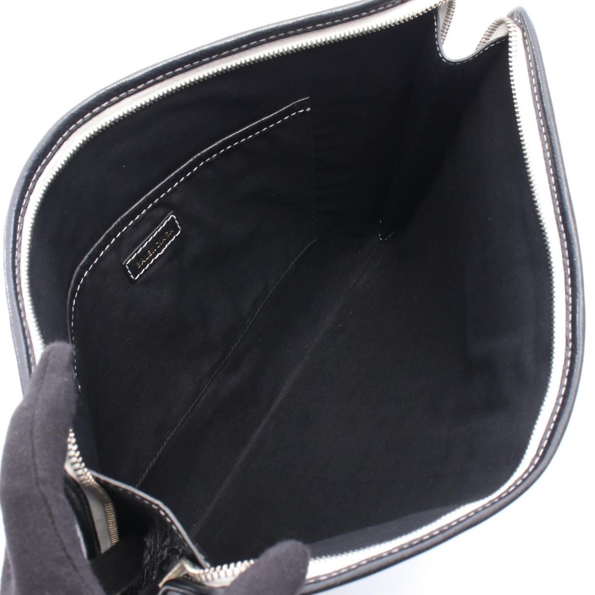 Balenciaga Black Blue White Leather Clutch Bag Handbag (Pre-Owned)