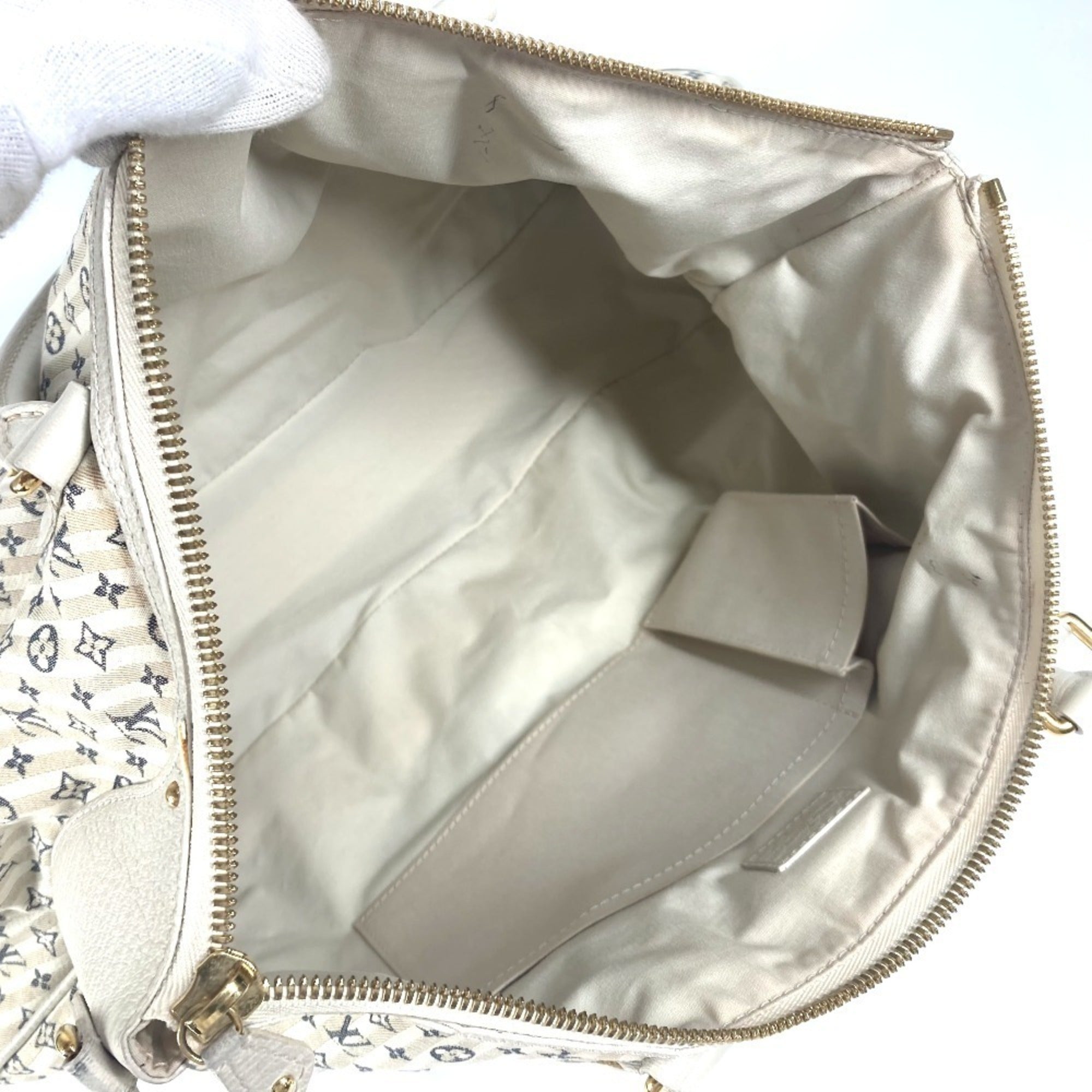 Louis Vuitton Blue White Monogram Mini Handbag Shoulder Bag Tote Bag (Pre-Owned)