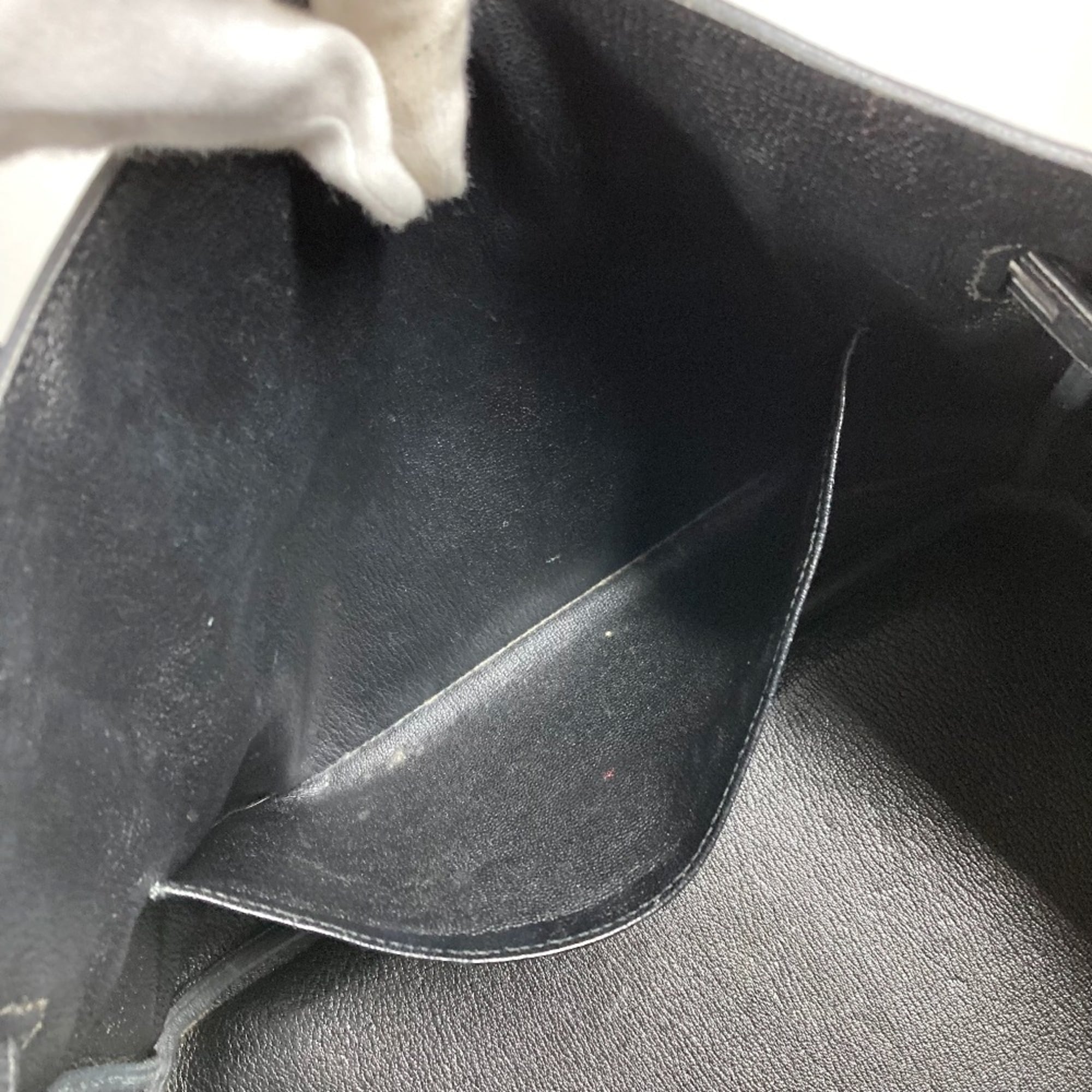 Hermes Birkin Black Leather Handbag Tote Bag (Pre-Owned)