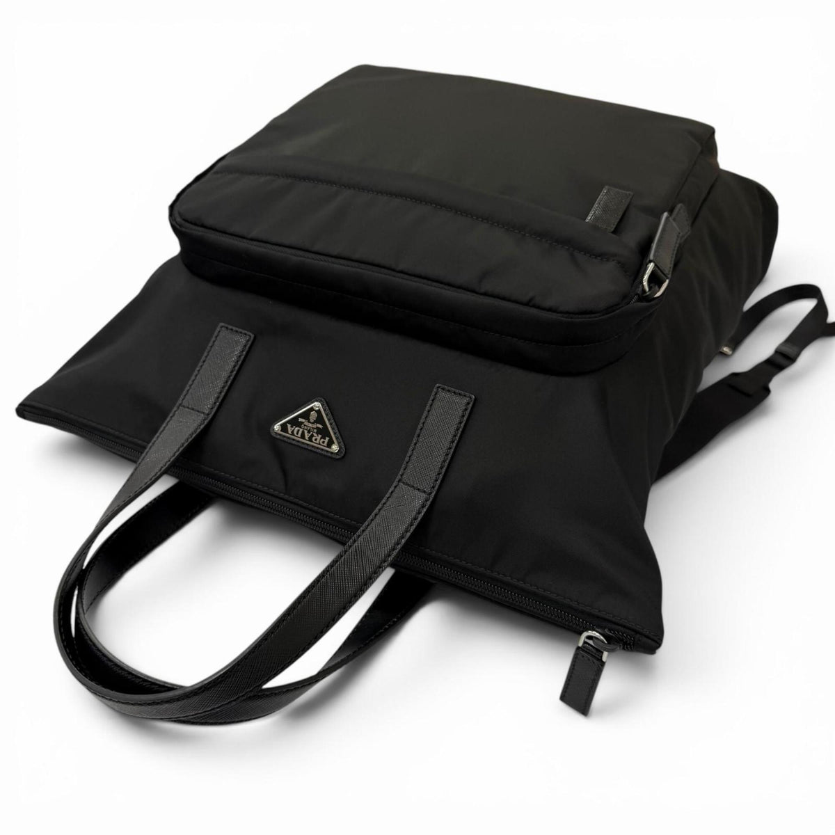 Prada Black Polyamide Leather Tote Bag (Pre-Owned)