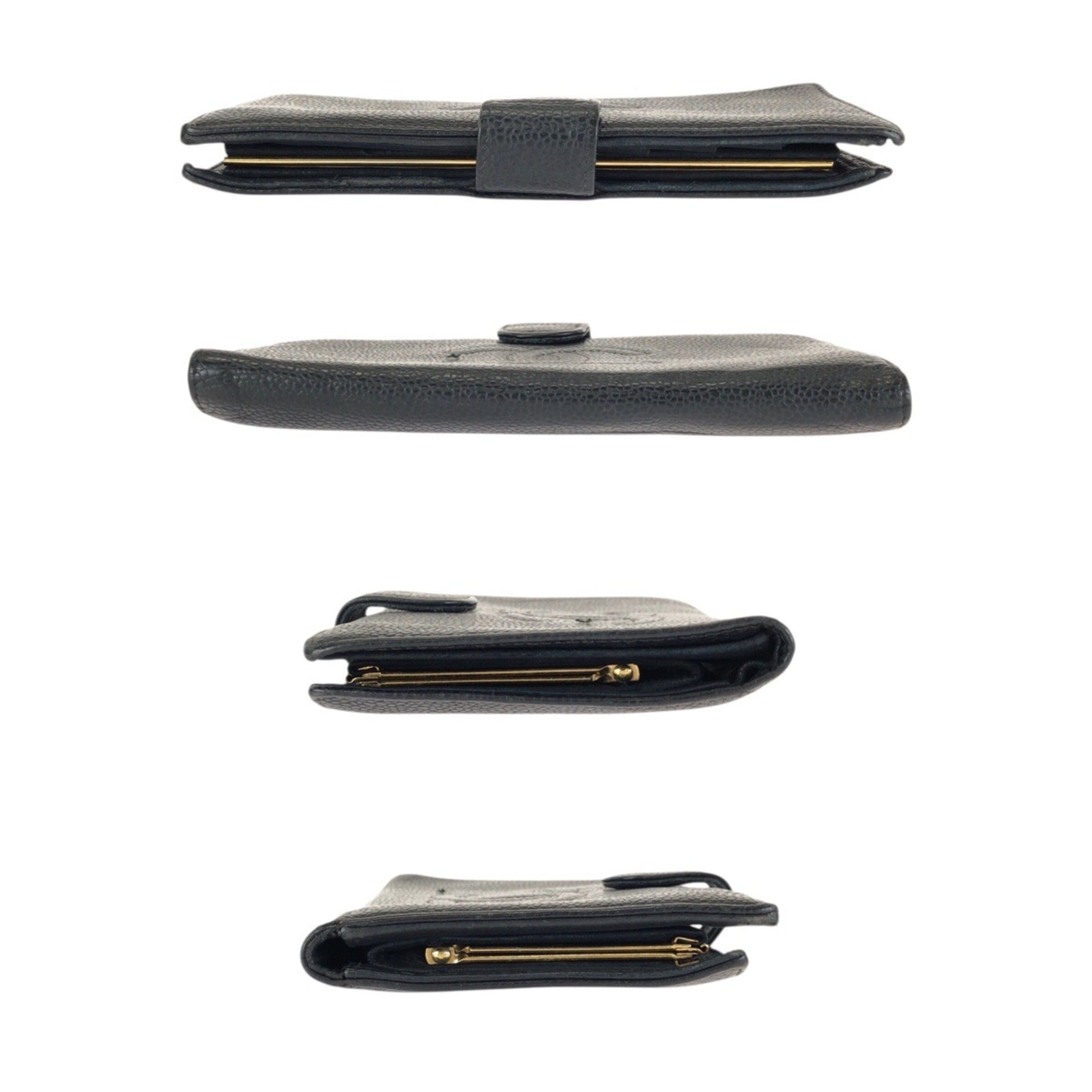 Chanel Black Grained Calfskin Long Wallet (Bi-Fold) (Pre-Owned)