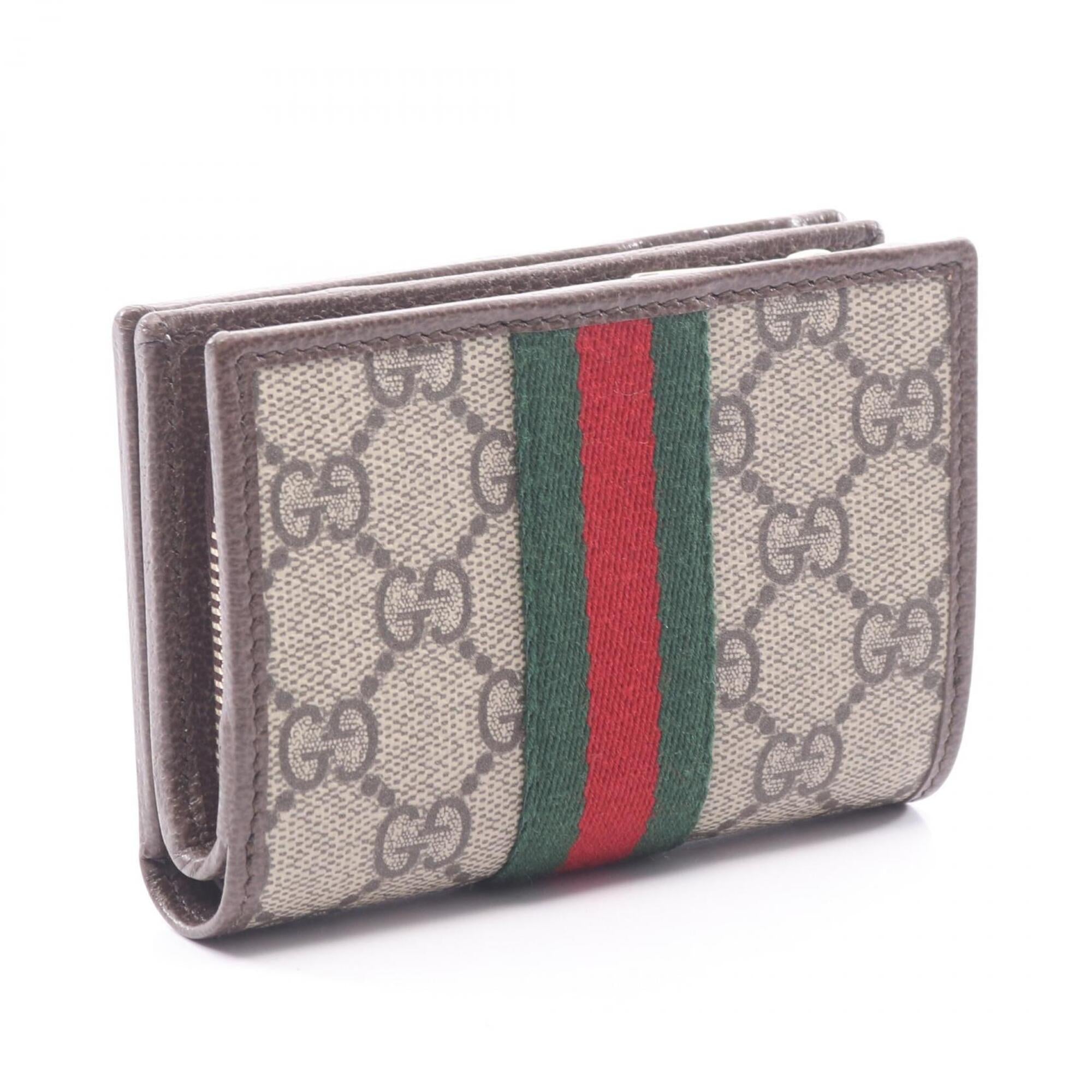 Gucci Beige Brown Multi-Color Leather Pvc Wallet (Bi-Fold) (Pre-Owned)