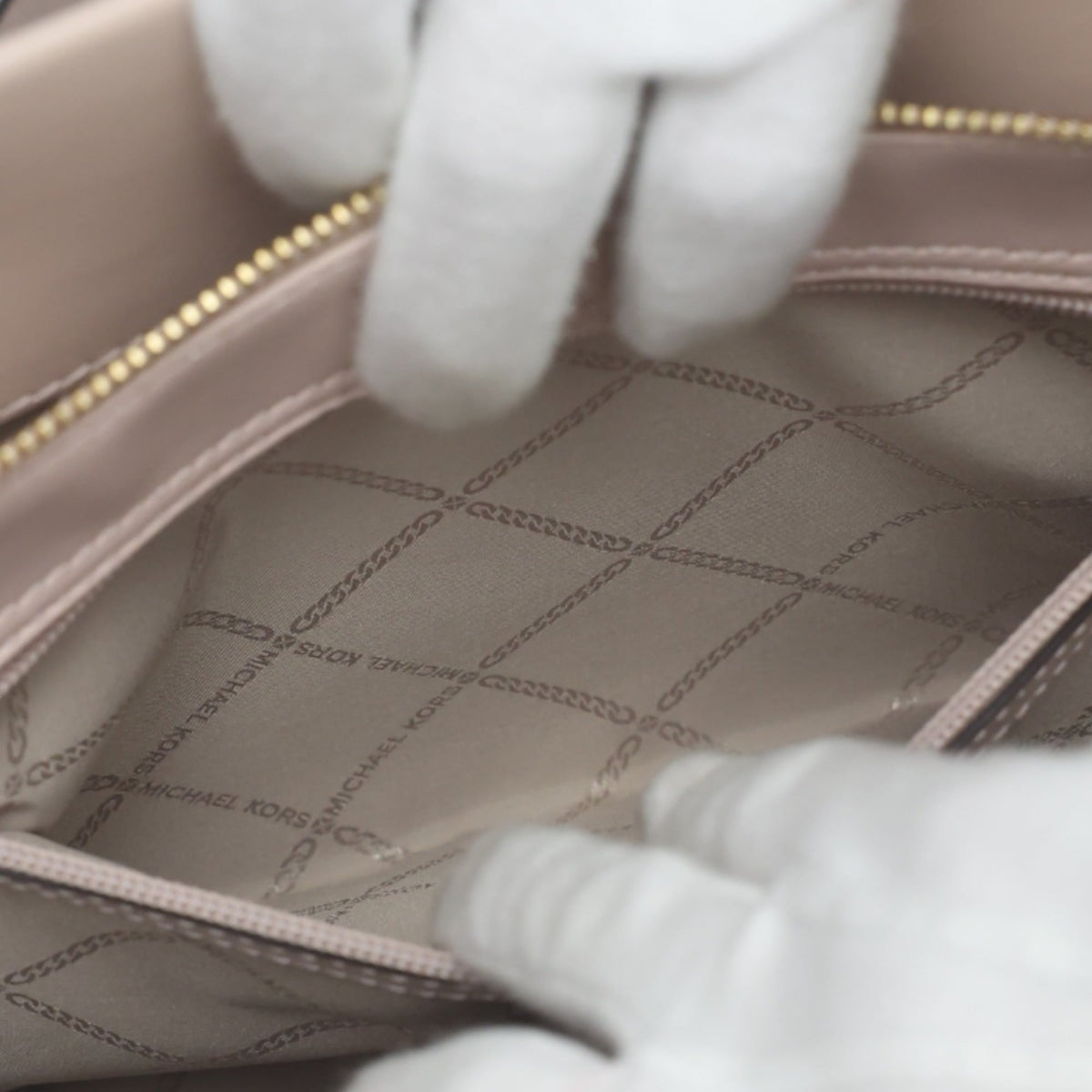 Michael Kors Pink Beige Leather Handbag Shoulder Bag (Pre-Owned)