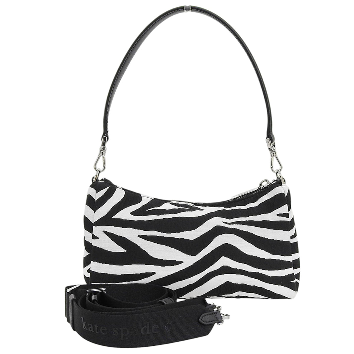 Kate Spade Black White Canvas Crossbody Bag Shoulder Bag (Pre-Owned)