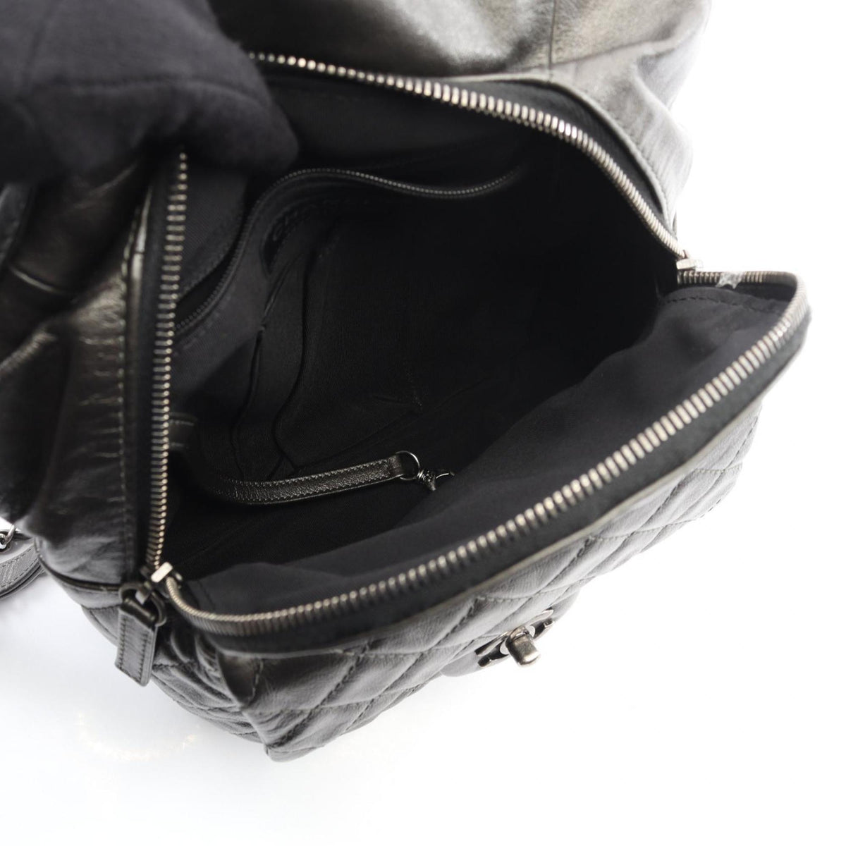 Chanel Gray Leather Backpack (Pre-Owned)
