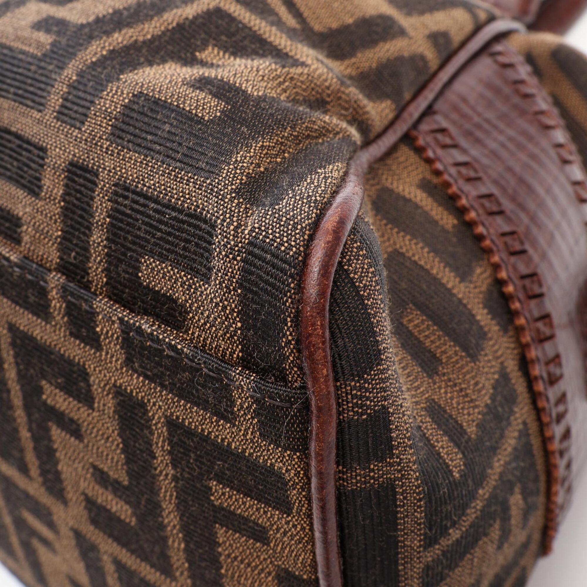 Fendi Brown Canvas Leather Handbag (Pre-Owned)