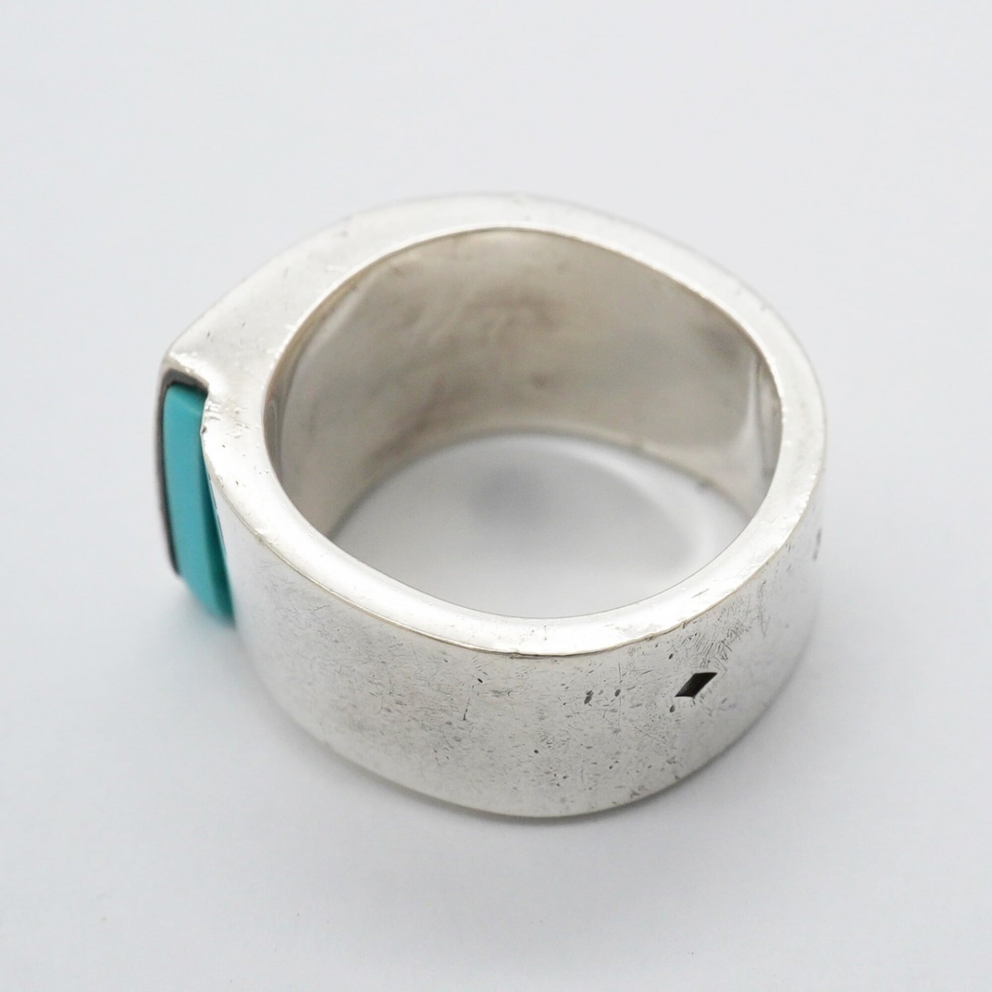 Hermes Blue Silver 925 Band Ring (Pre-Owned)