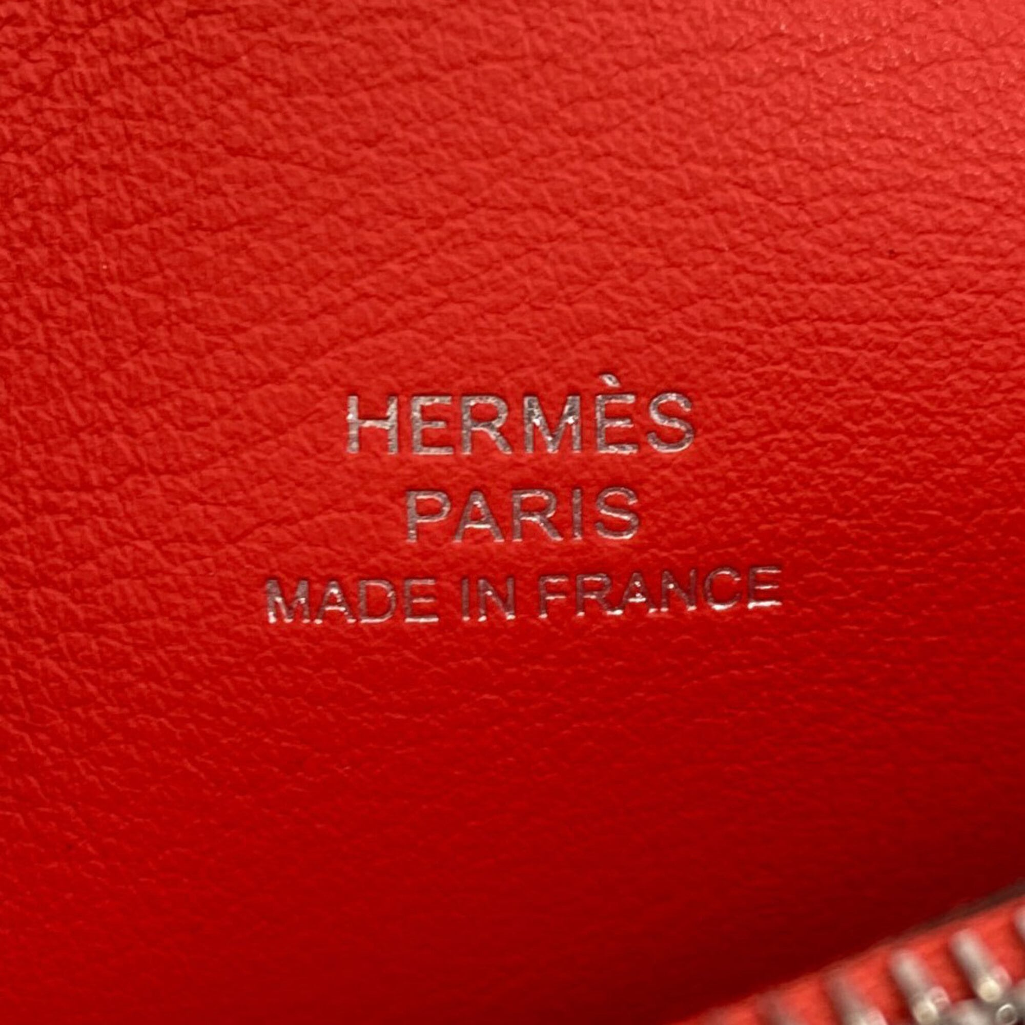 Hermes Beige Red Color Silk Wallet (Bi-Fold) (Pre-Owned)
