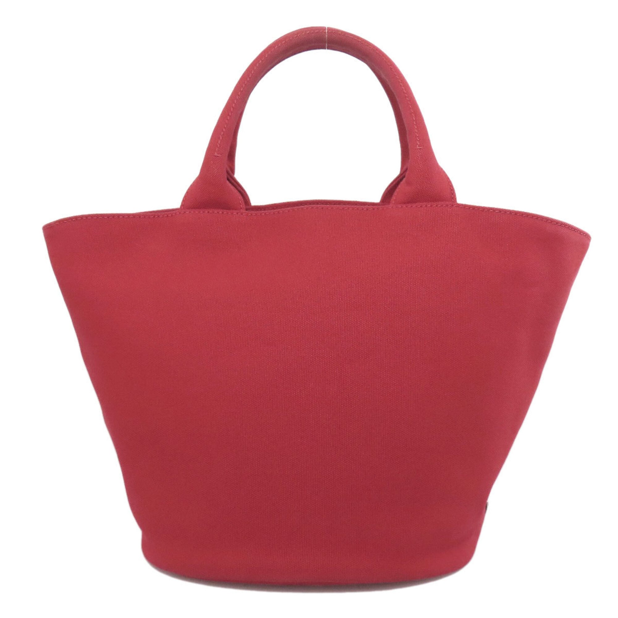 Prada Canapa Red Color Canvas Tote Bag (Pre-Owned)