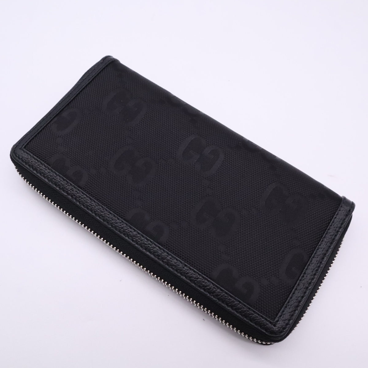 Gucci Gold Black Canvas Leather Long Wallet (Bi-Fold) (Pre-Owned)