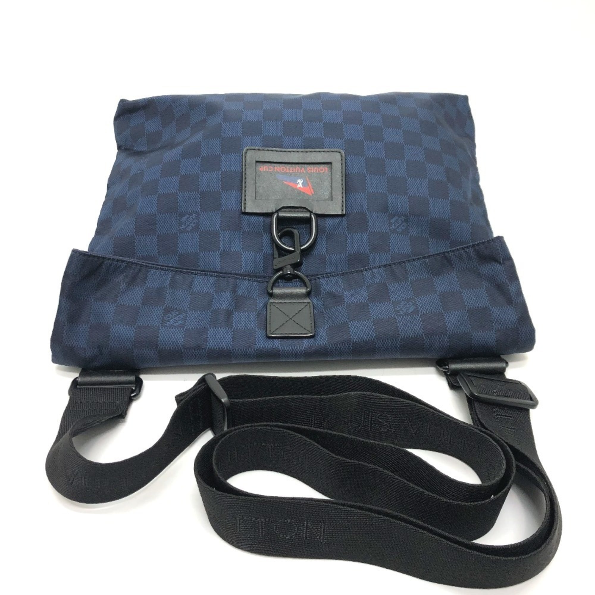 Louis Vuitton Damier Black Navy Nylon Shoulder Bag (Pre-Owned)