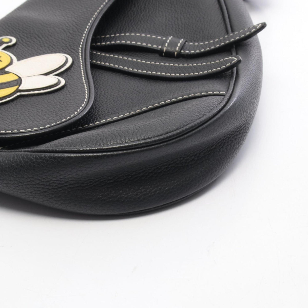 Christian Dior Black White Yellow Leather Fanny Pack Handbag Saddle Bag (Pre-Owned)