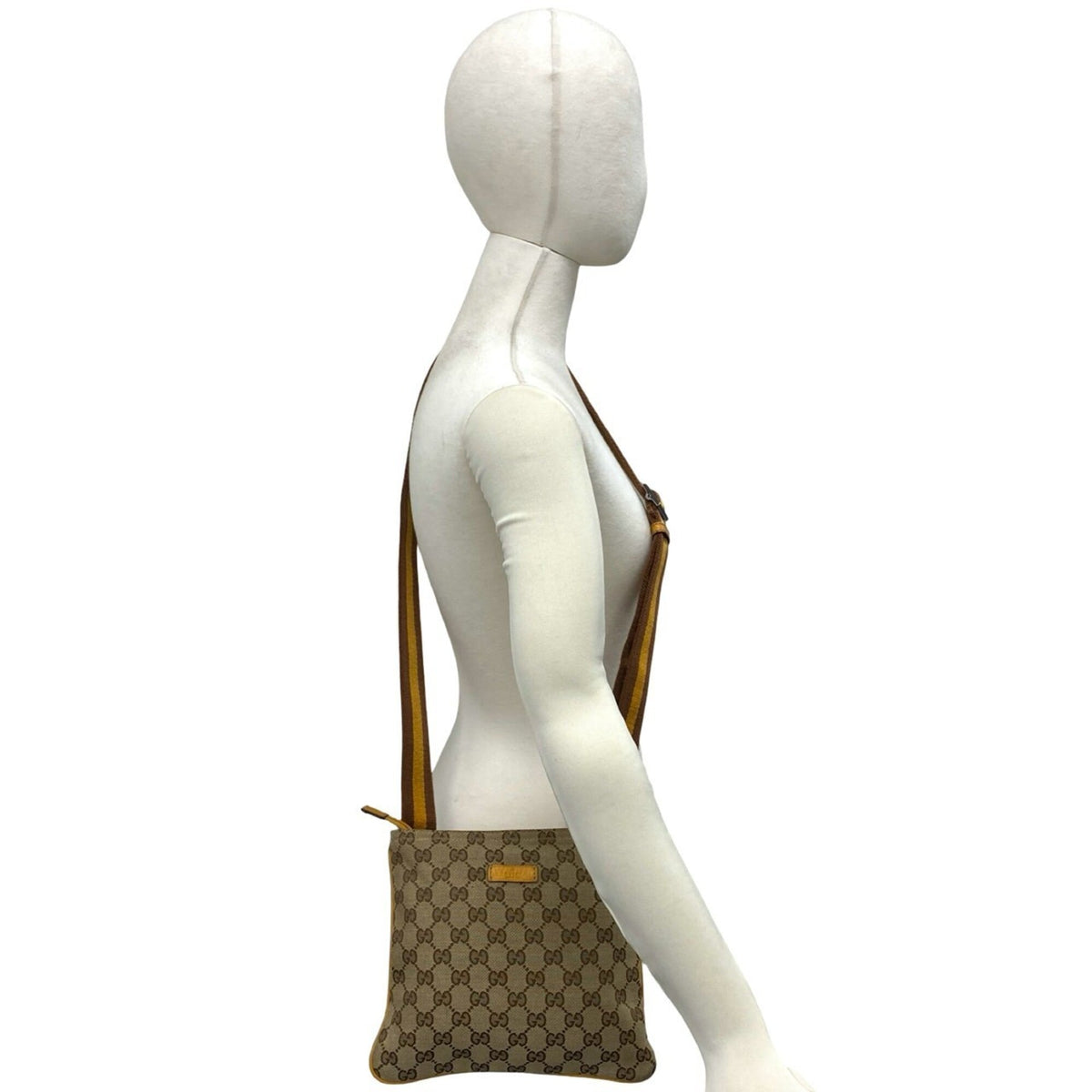 Gucci Brown Canvas Leather Crossbody Bag Pochette Shoulder Bag (Pre-Owned)