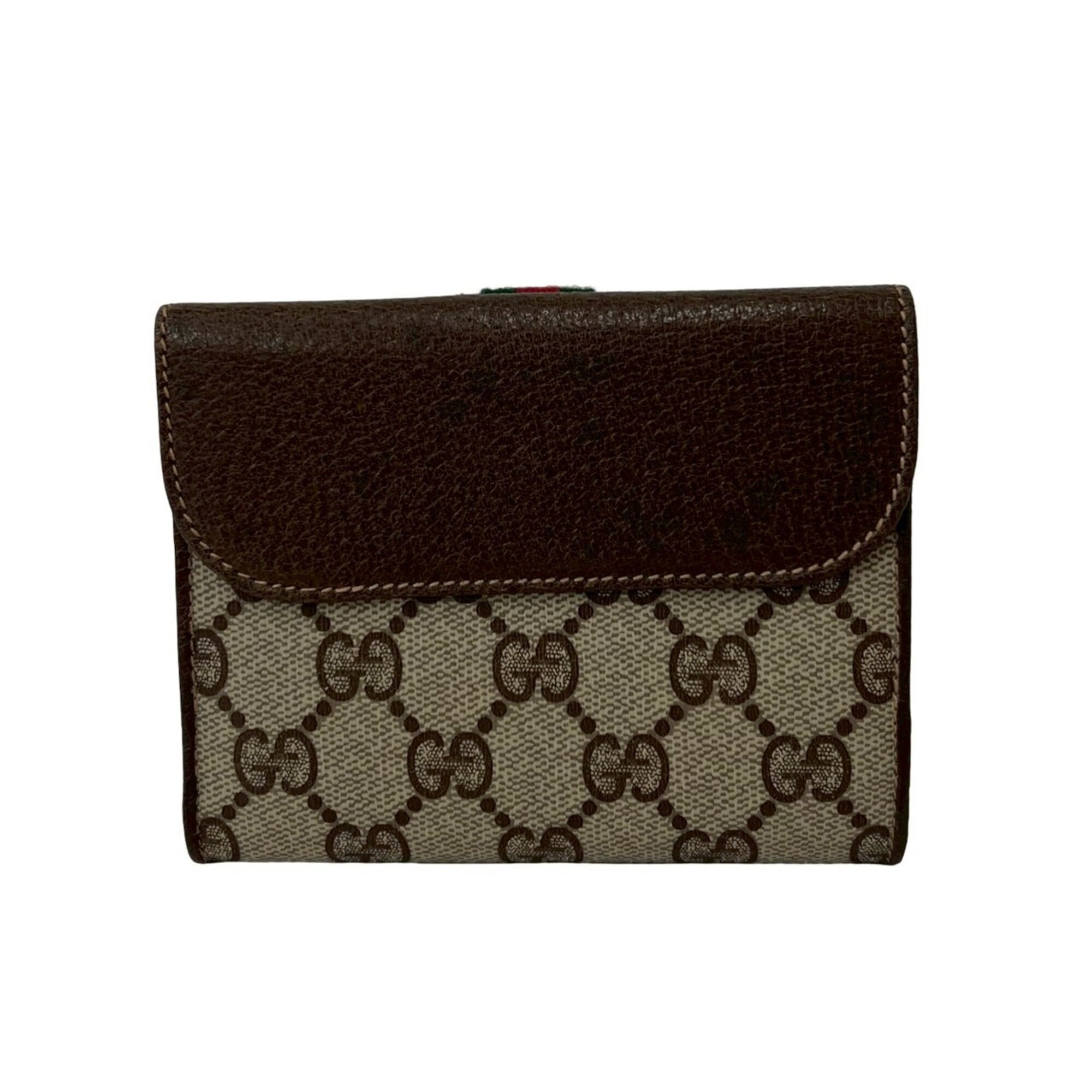 Gucci Brown Green Red Color Leather Pvc Wallet (Bi-Fold) (Pre-Owned)