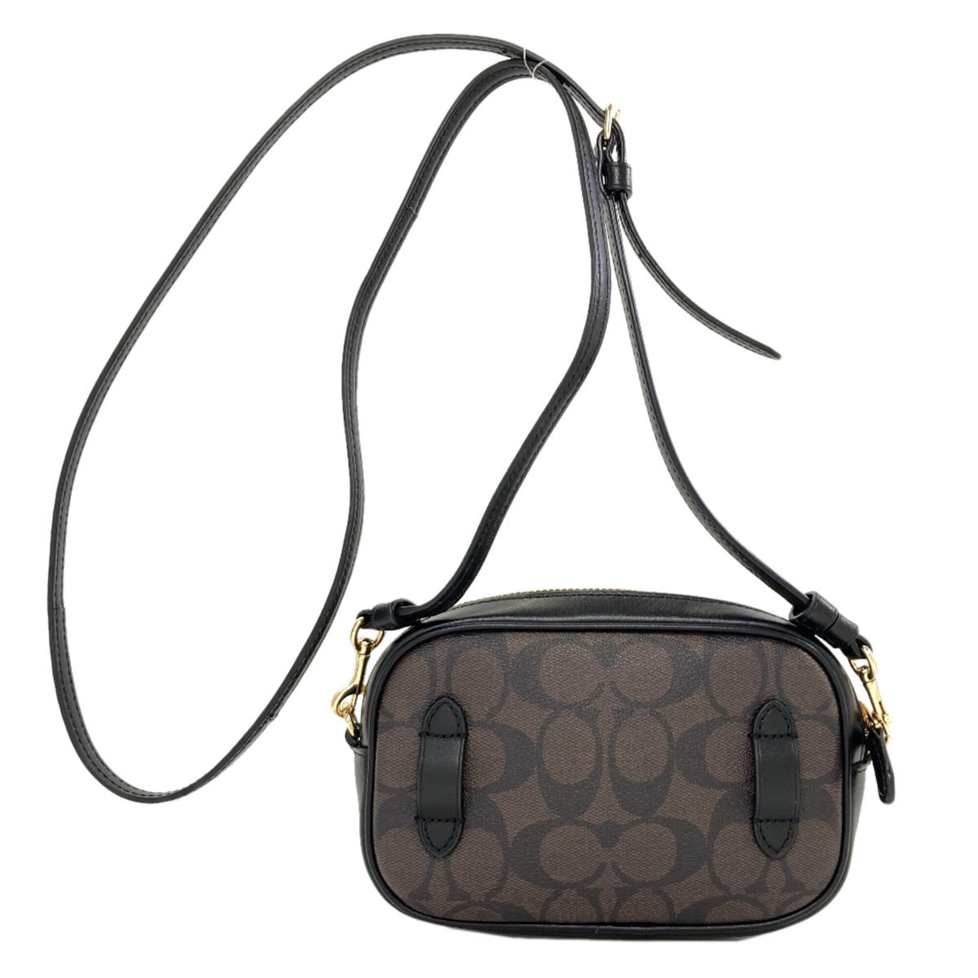Coach Dark Brown Signature Line Pvc Shoulder Bag (Pre-Owned)