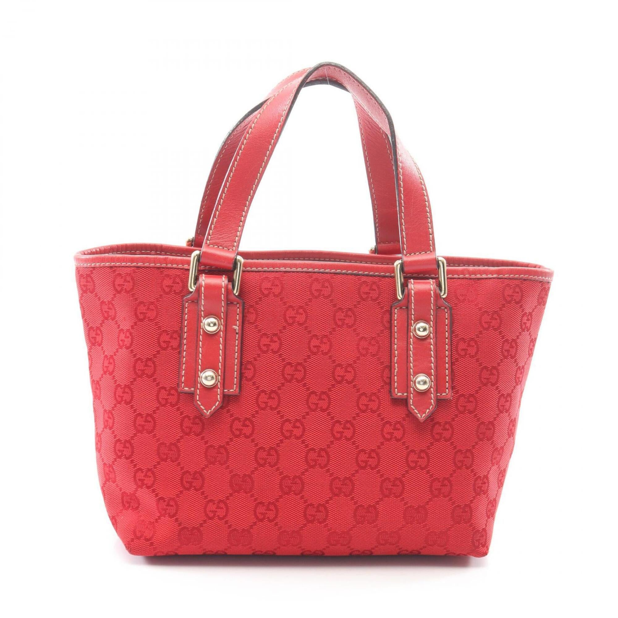 Gucci Red Color Gg Canvas Leather Handbag Tote Bag (Pre-Owned)