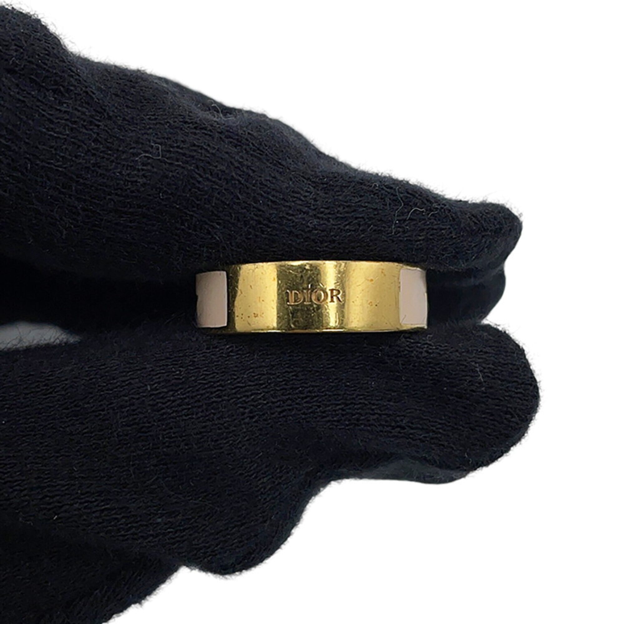 Christian Dior Gold Pink Lacquer Metal Band Ring (Pre-Owned)