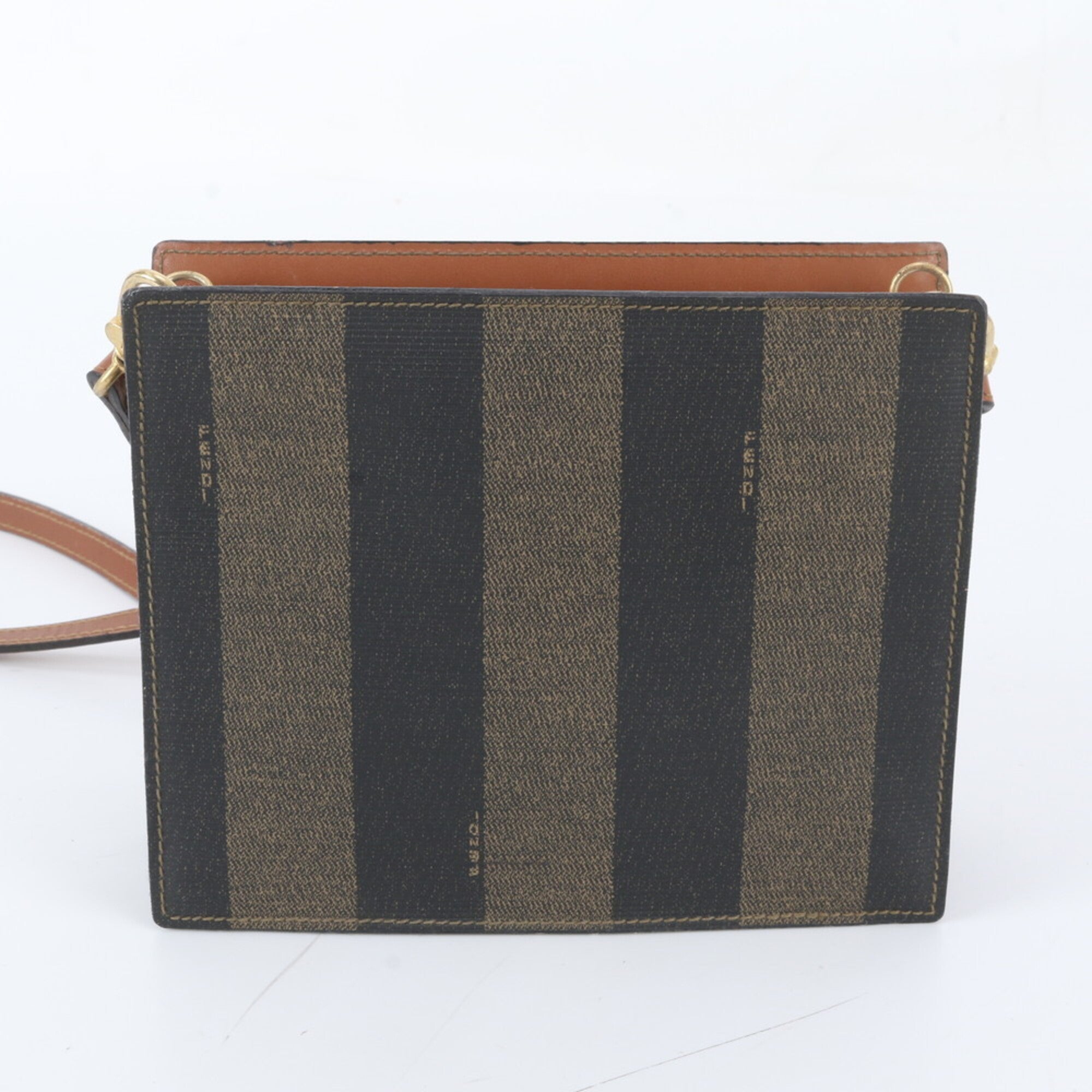 Fendi Black Brown Leather Coated Canvas Crossbody Bag Shoulder Bag (Pre-Owned)