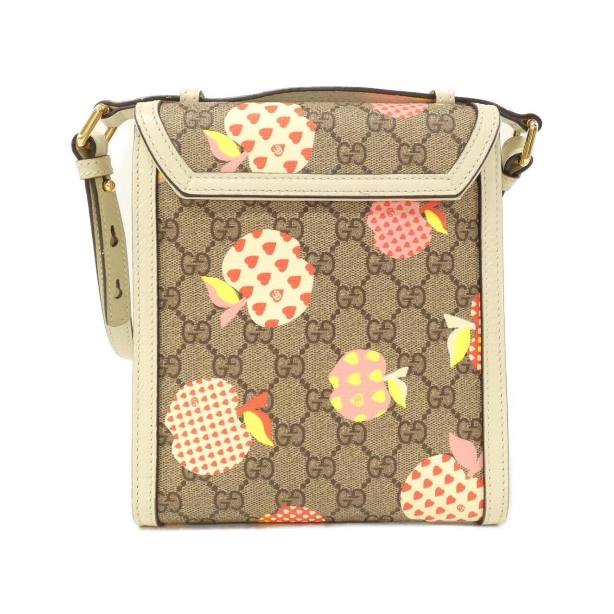 Gucci Beige White Gg Supreme Leather Shoulder Bag (Pre-Owned)