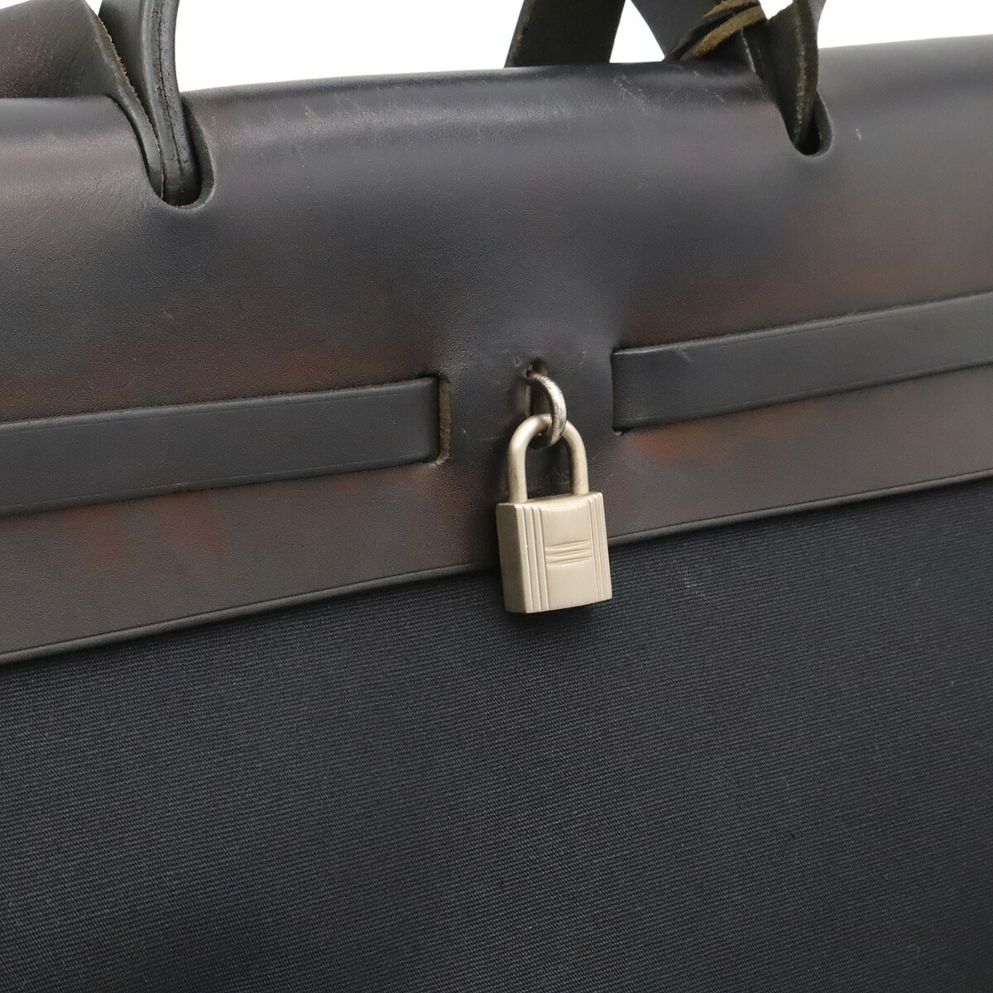 Hermes Black Toile Officier Handbag Shoulder Bag (Pre-Owned)