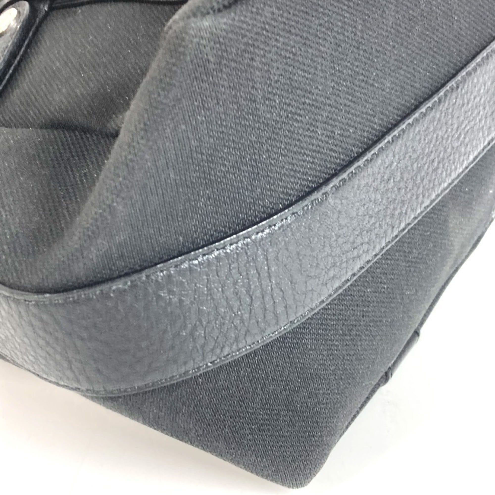 Bvlgari Black Leather Canvas Handbag Tote Bag (Pre-Owned)
