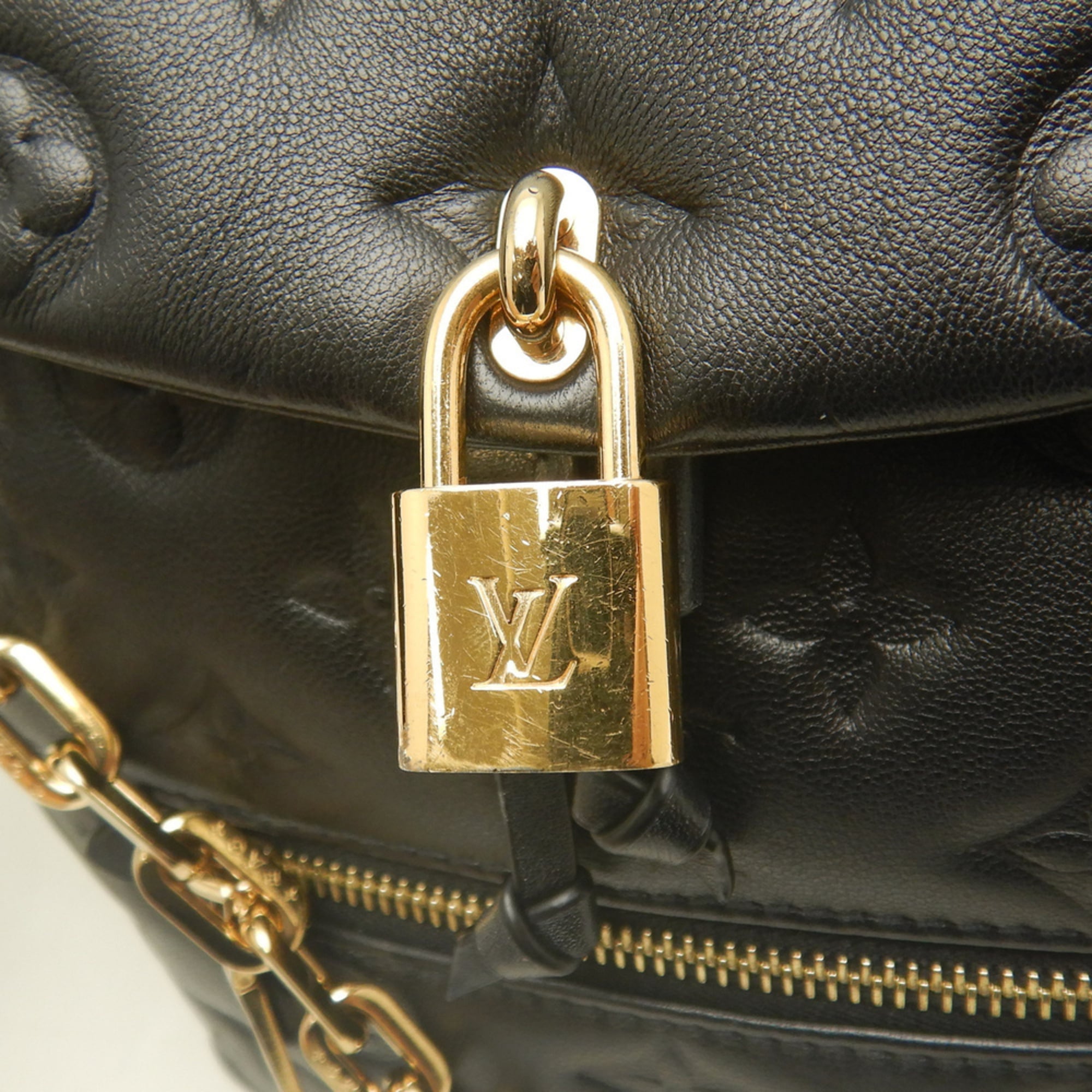 Louis Vuitton Noir Leather Backpack (Pre-Owned)