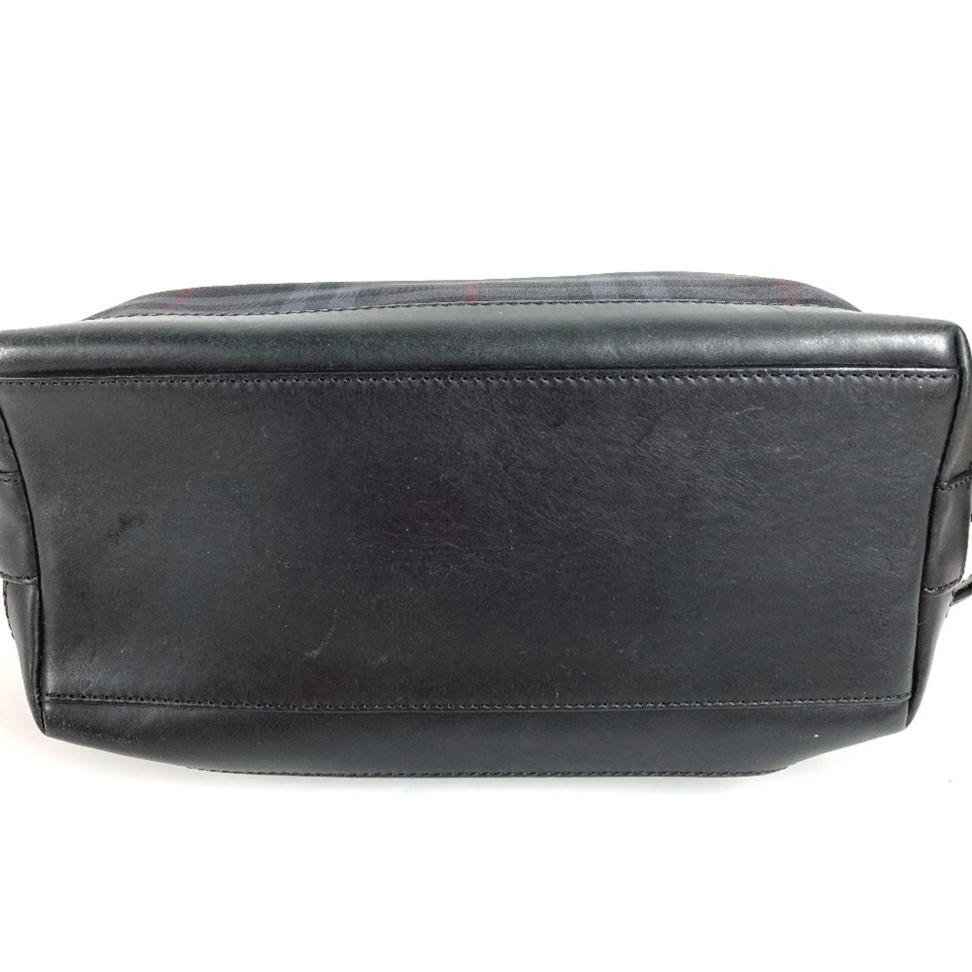 Burberry Black Nylon Canvas Leather Clutch Bag Handbag Pouch (Pre-Owned)