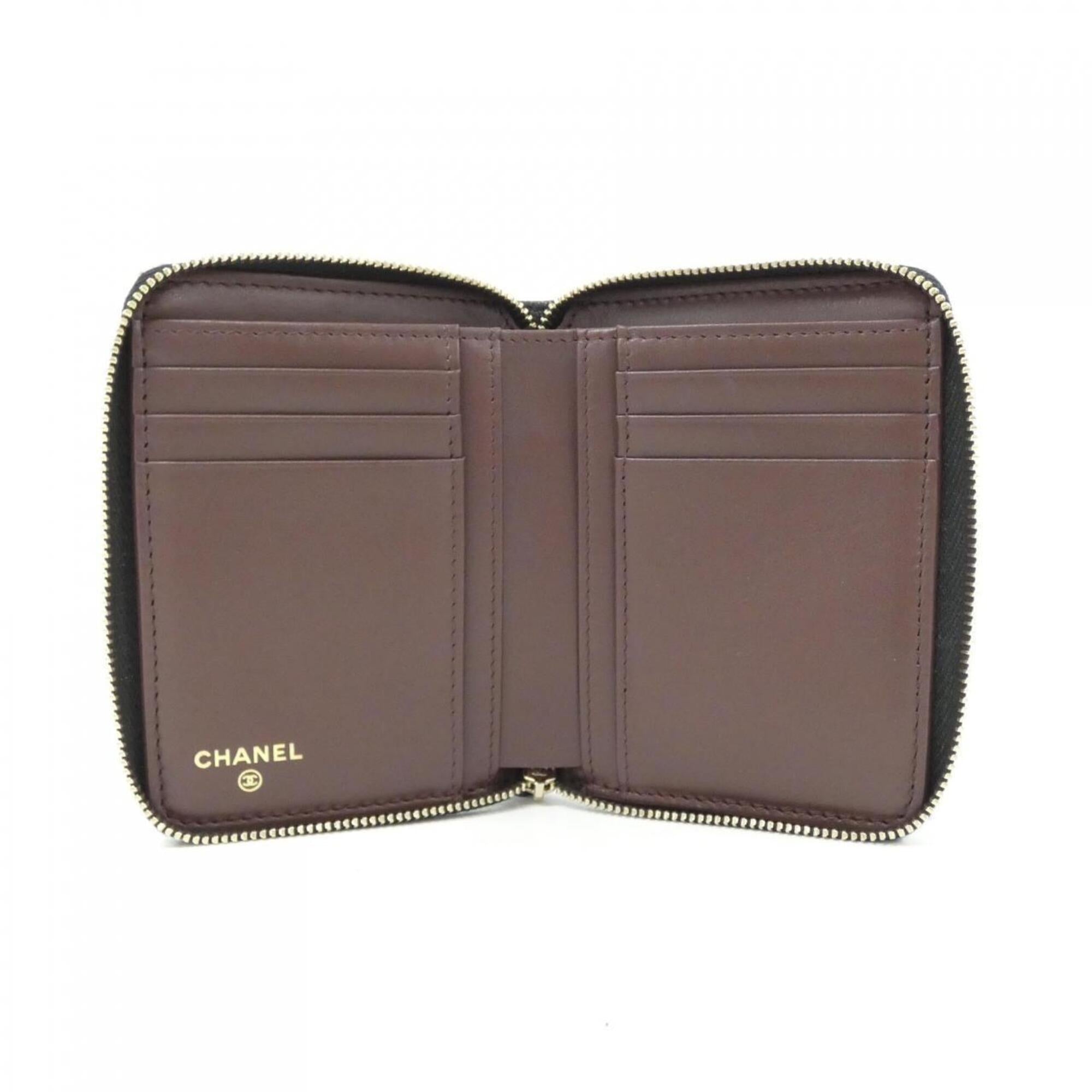 Chanel Black Grained Calfskin Wallet (Bi-Fold) (Pre-Owned)