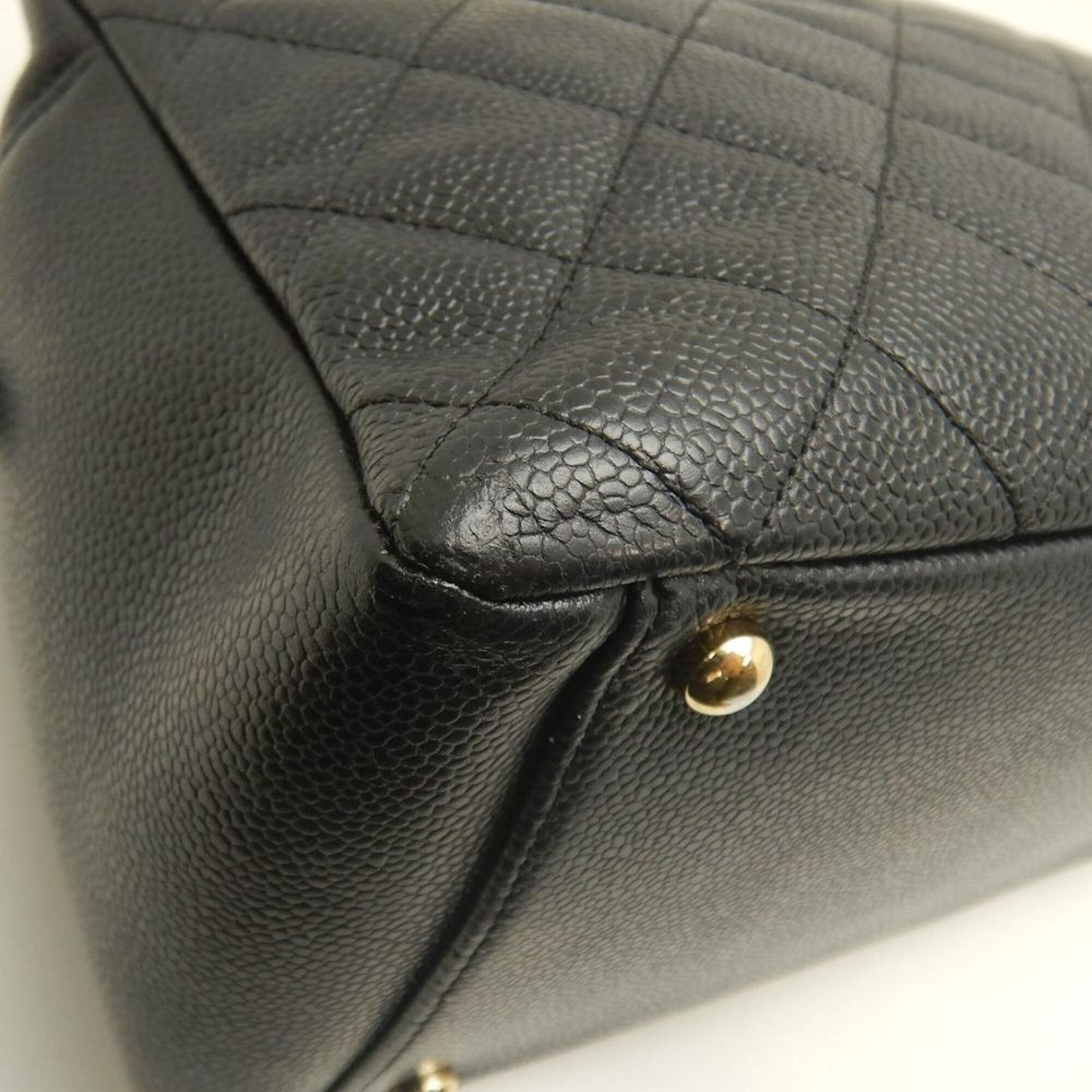 Chanel Matelasse Black Grained Calfskin Tote Bag (Pre-Owned)
