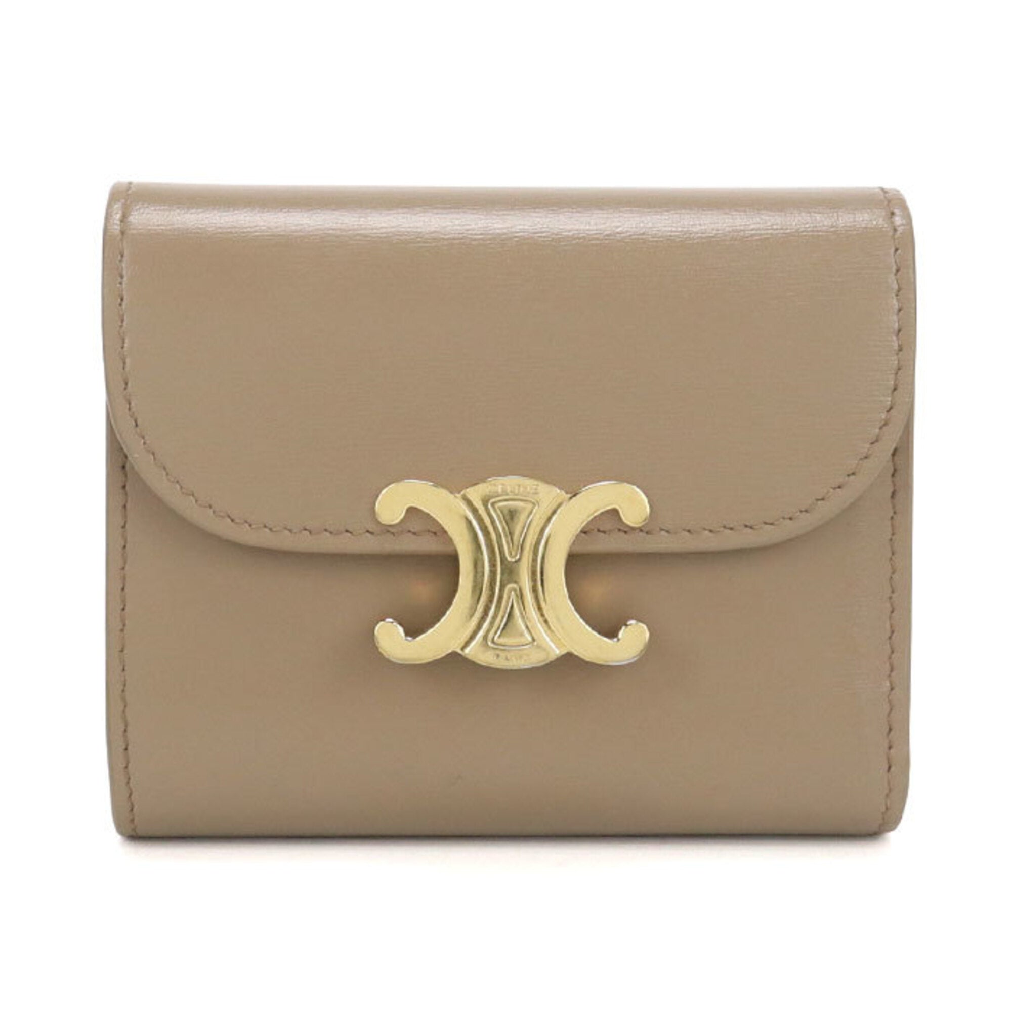 Celine Beige Leather Wallet (Tri-Fold) (Pre-Owned)
