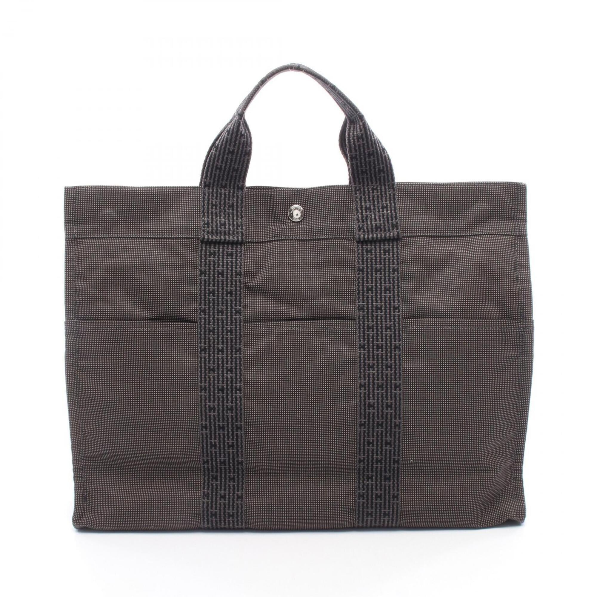 Hermes Gray Canvas Handbag Tote Bag (Pre-Owned)
