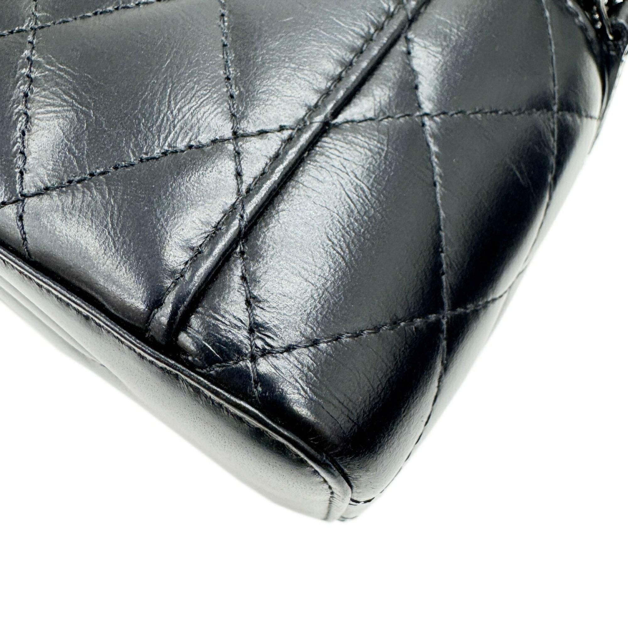 Chanel Black Leather Shoulder Bag Vanity Bag (Pre-Owned)