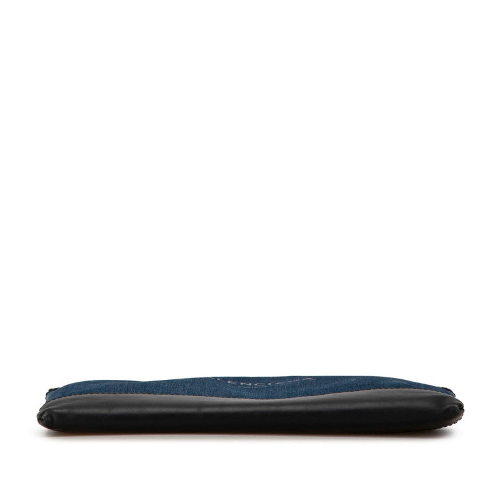 Balenciaga Black Denim Leather Clutch Bag (Pre-Owned)