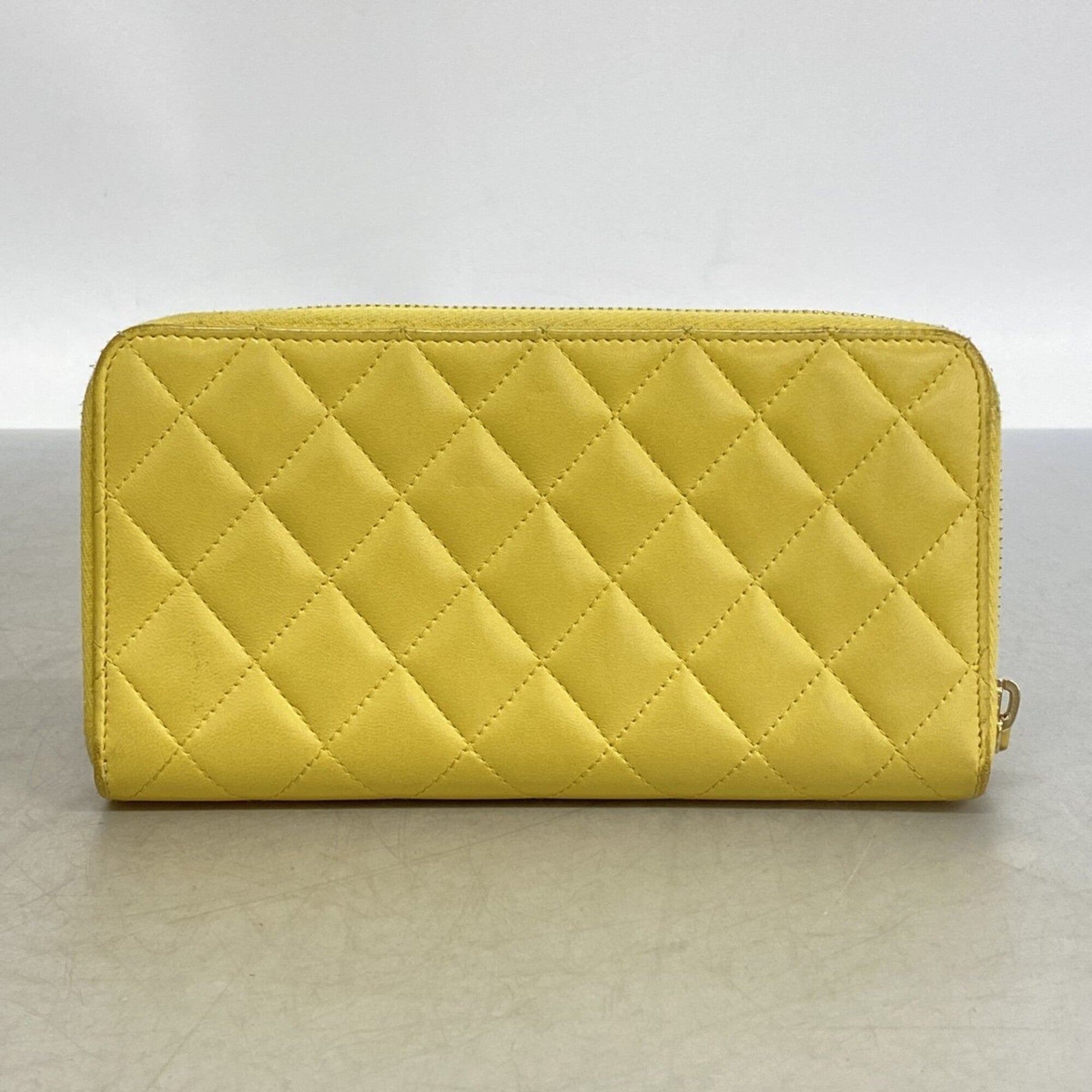 Chanel Yellow Leather Long Wallet (Bi-Fold) (Pre-Owned)