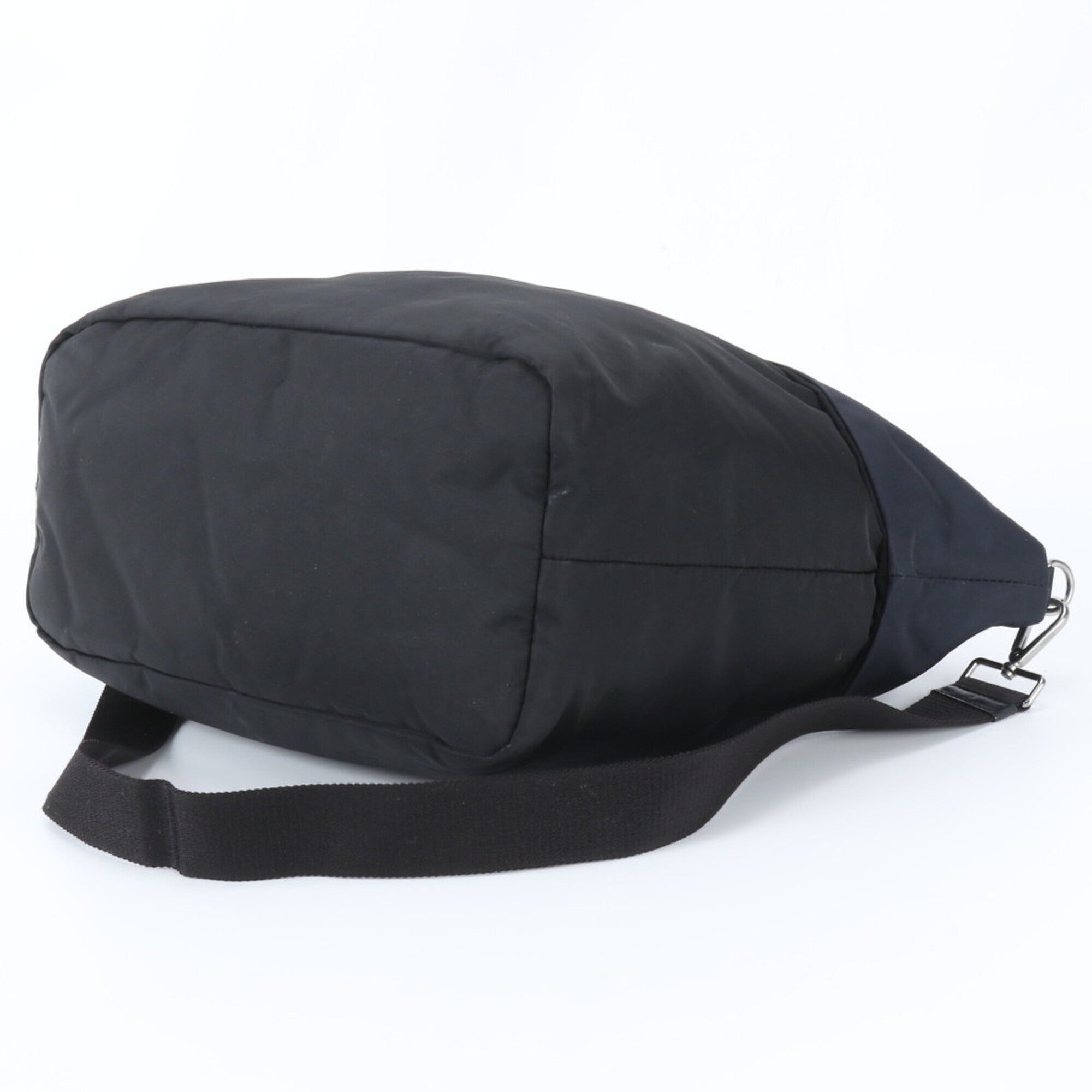 Prada Black Navy Nylon Leather Shoulder Bag (Pre-Owned)