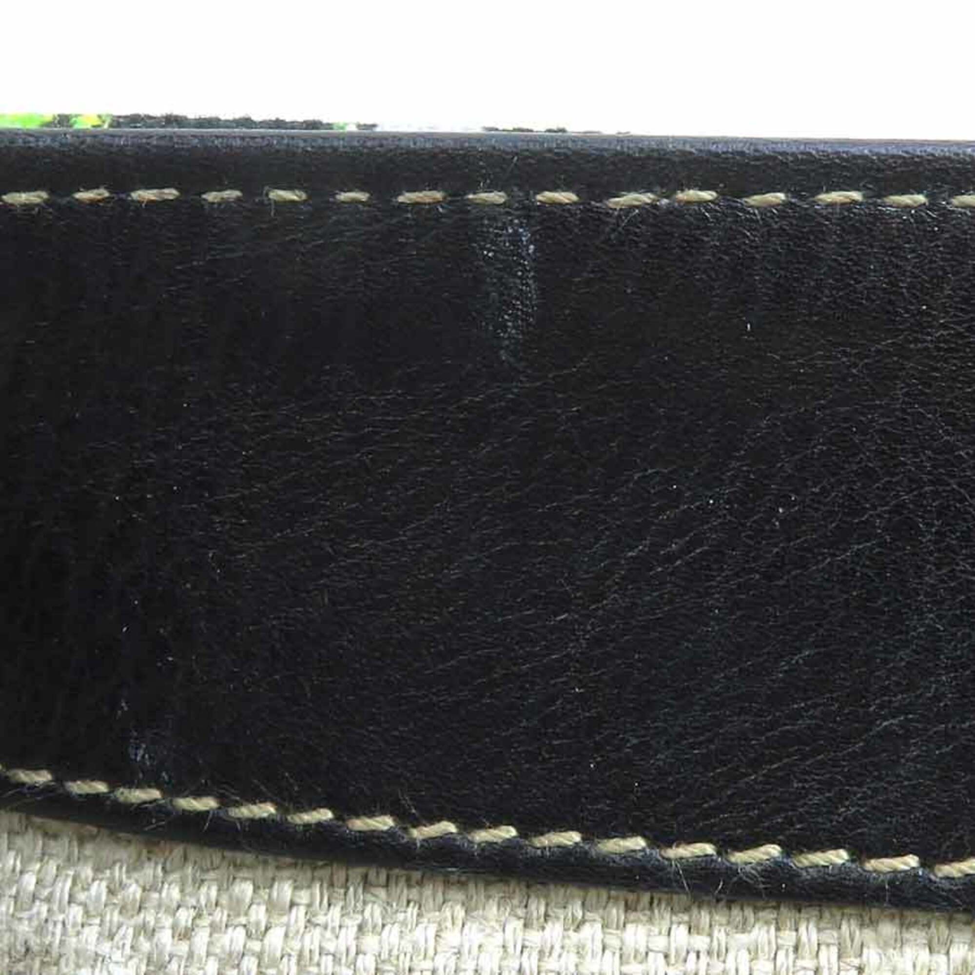 Gucci Black Multi-Color Canvas Leather Handbag (Pre-Owned)