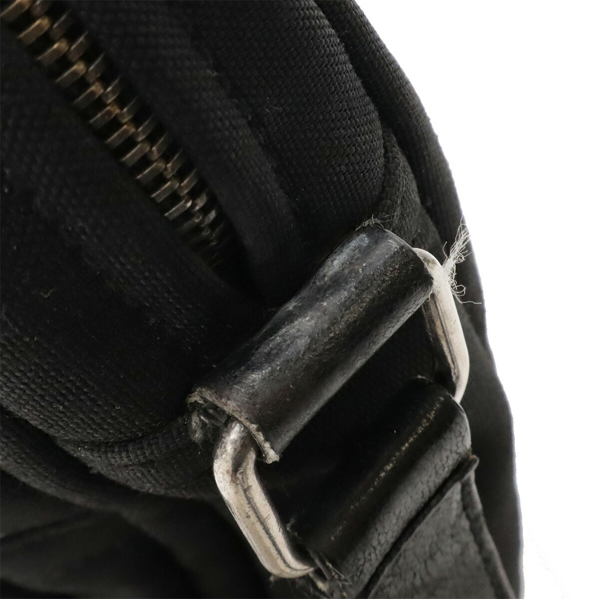 Yves Saint Laurent Black Canvas Leather Pochette Shoulder Bag (Pre-Owned)
