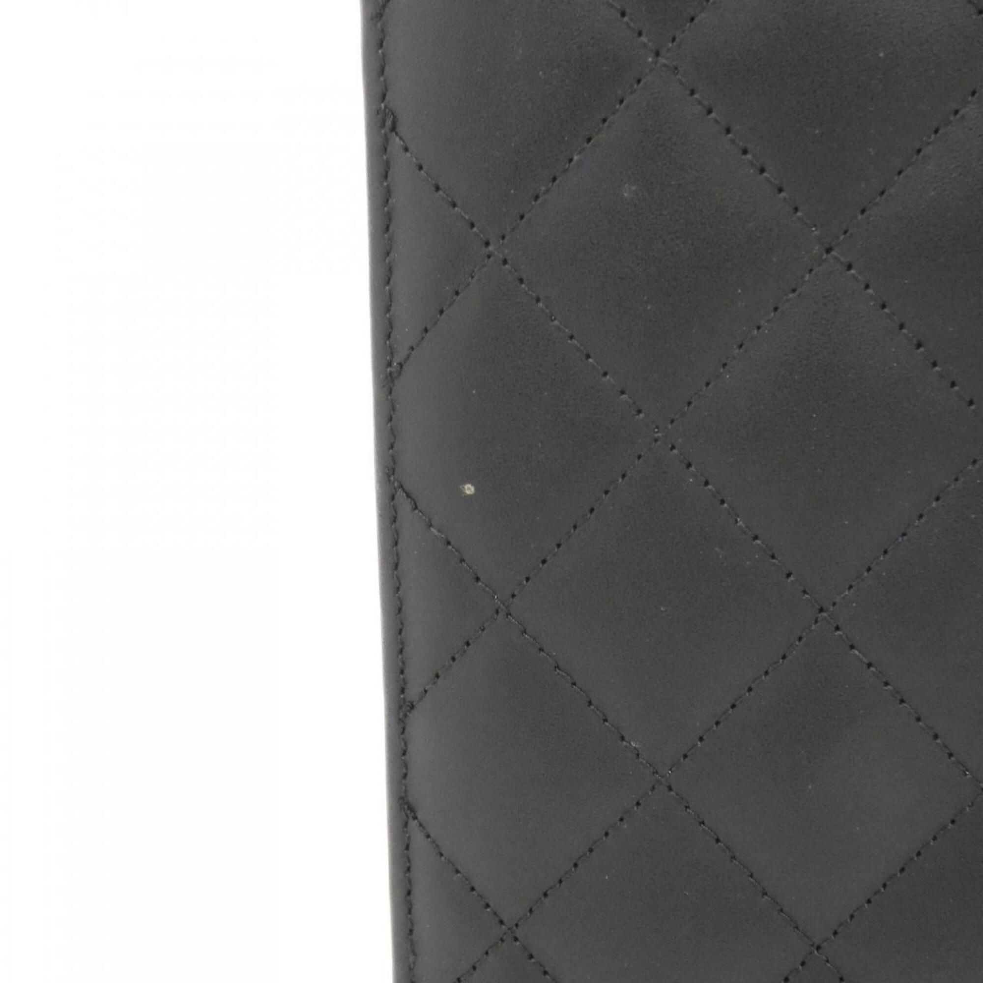 Chanel Black Pink Leather Long Wallet (Bi-Fold) (Pre-Owned)
