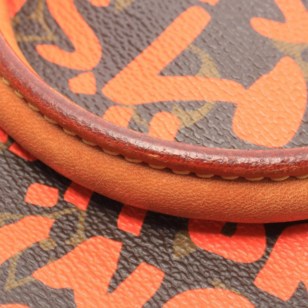 Louis Vuitton Brown Orange Coated Canvas Leather Handbag (Pre-Owned)