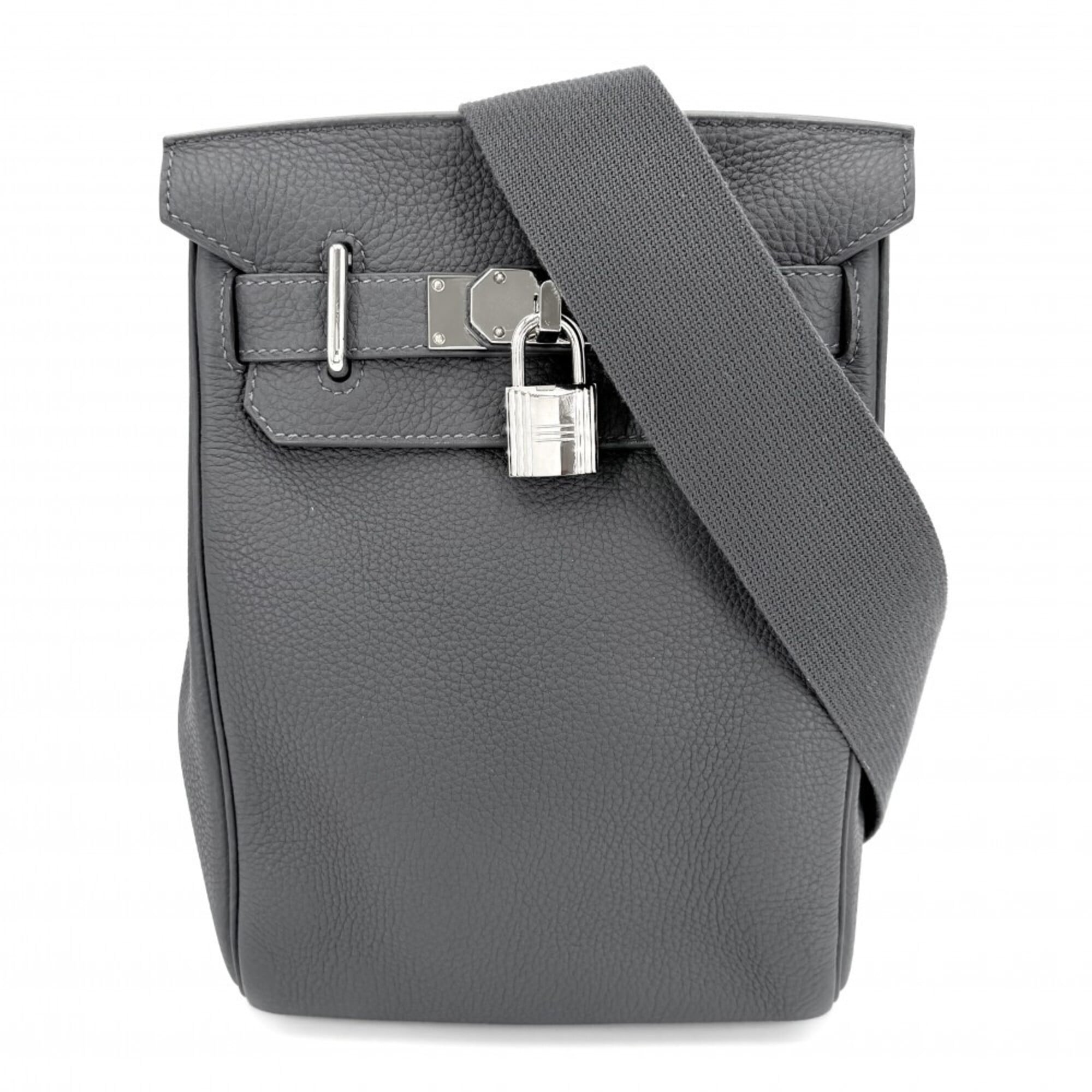 Hermes Gray Leather Shoulder Bag Sling Bag (Pre-Owned)