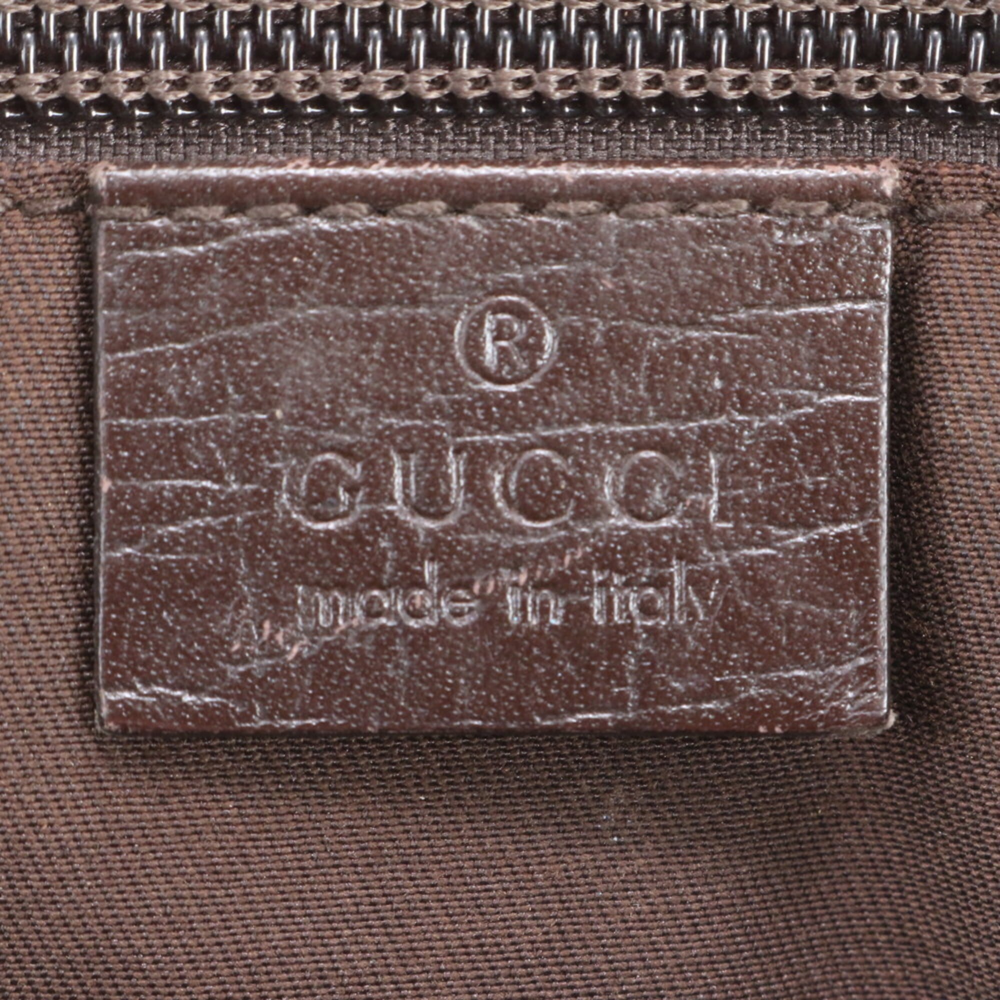 Gucci Beige Brown Leather Coated Canvas Handbag Tote Bag (Pre-Owned)