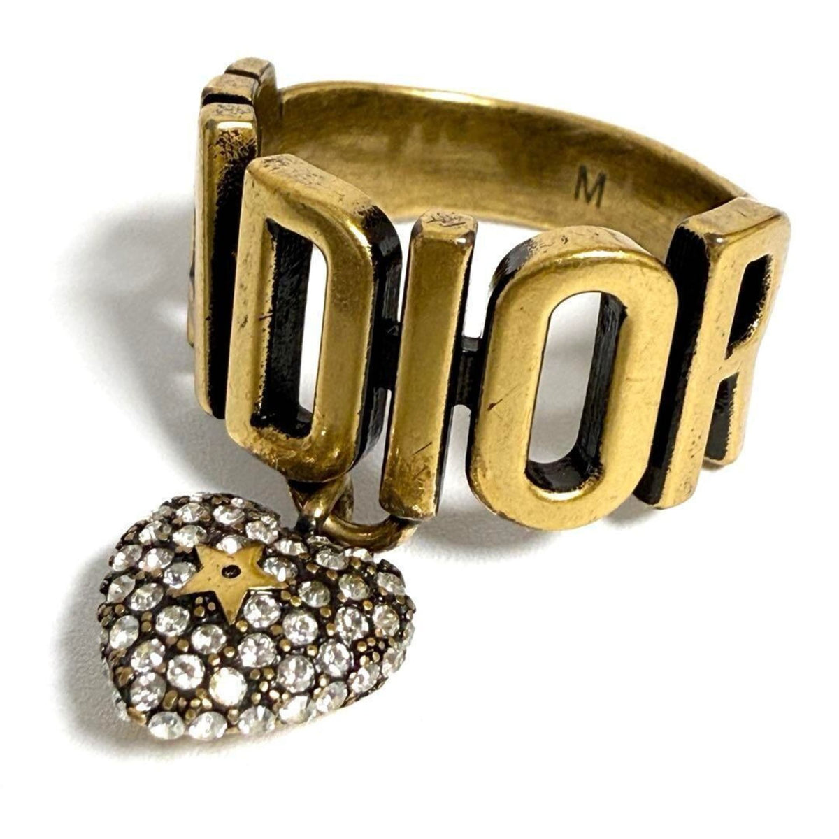 Christian Dior Metal Rhinestone Band Ring (Pre-Owned)