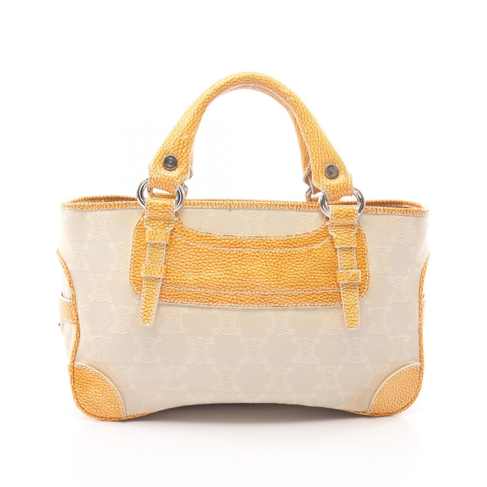 Celine Beige Brown Canvas Leather Handbag (Pre-Owned)