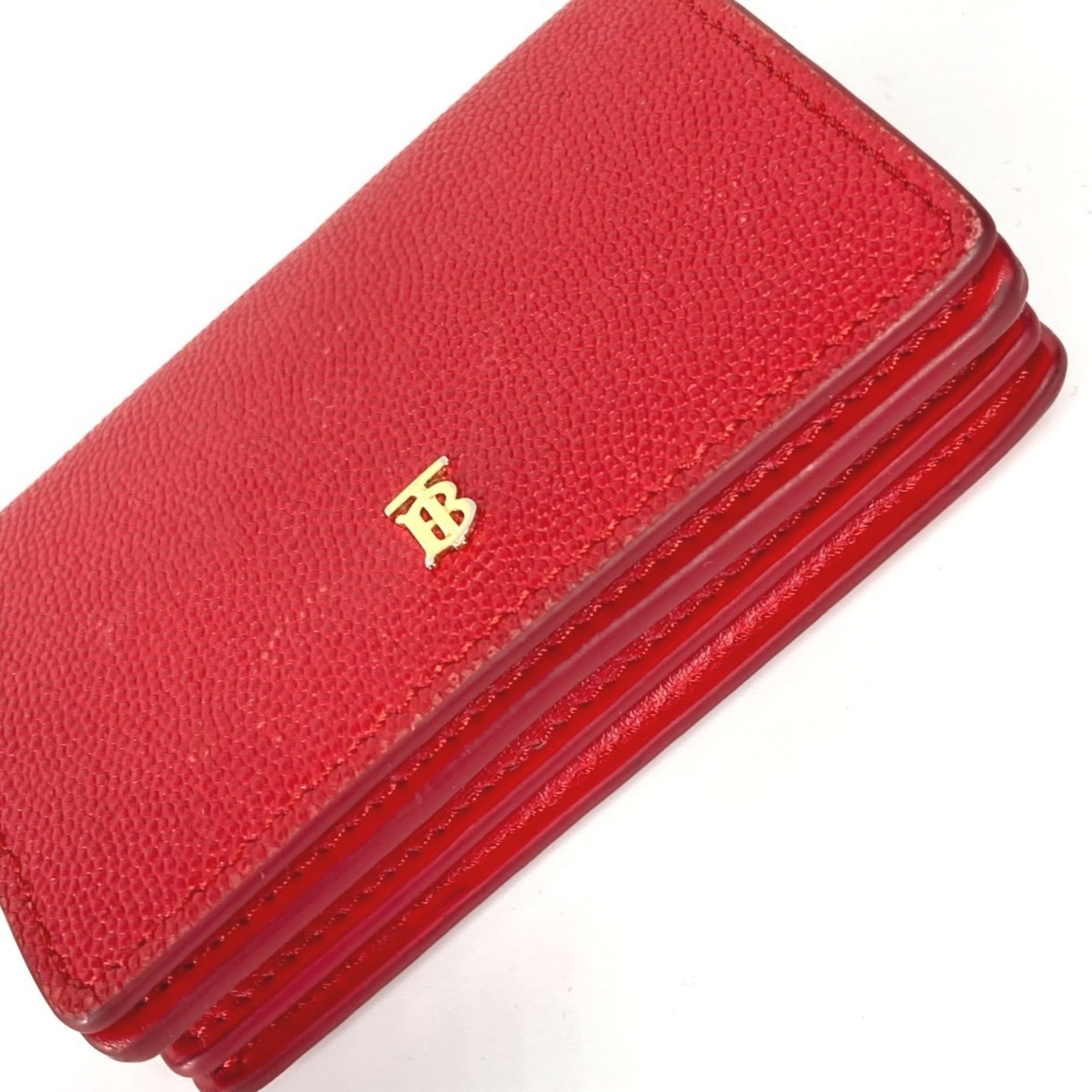 Burberry Red Color Leather Wallet (Bi-Fold) (Pre-Owned)