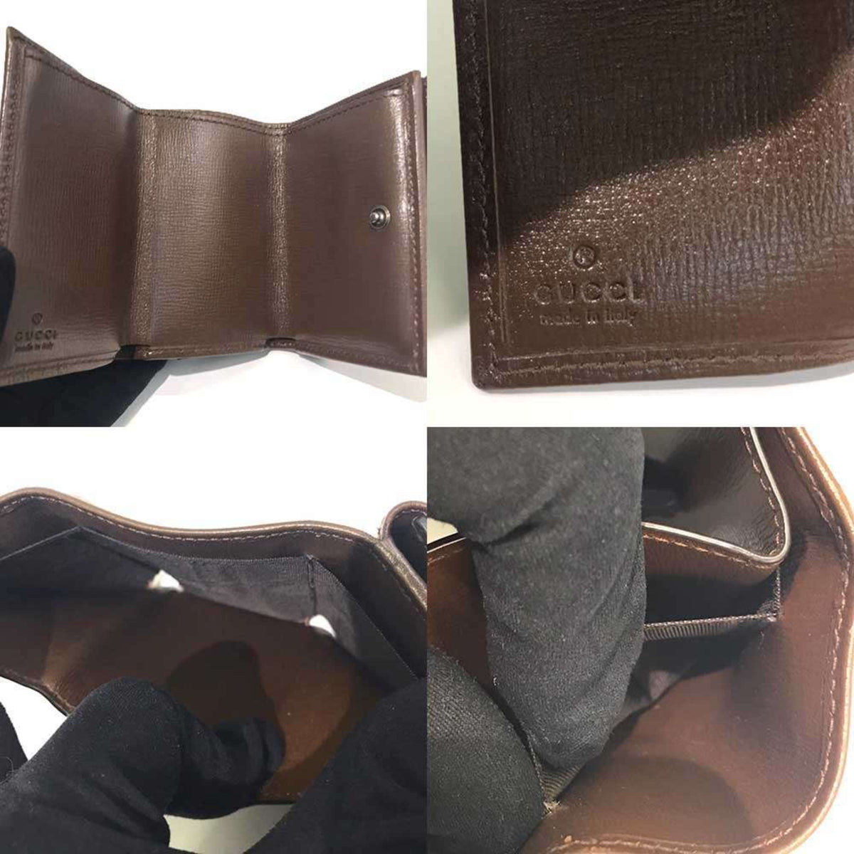 Gucci Canvas Leather Wallet (Tri-Fold) (Pre-Owned)