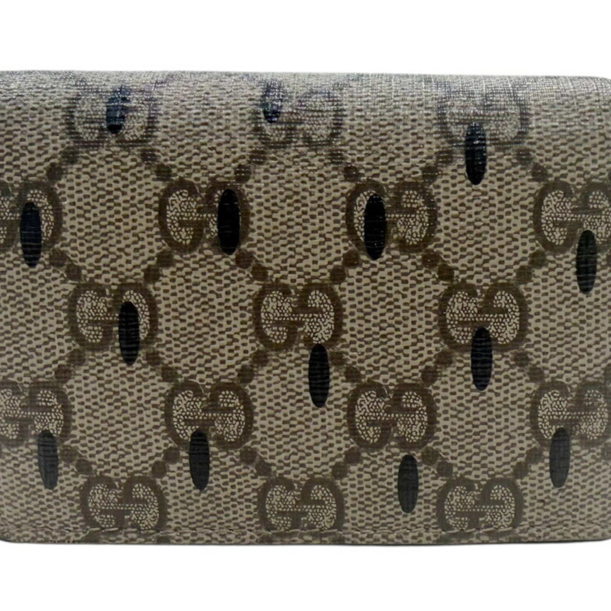 Gucci Beige Black Red Color Gg Supreme Middle Wallet (Bi-Fold) (Pre-Owned)